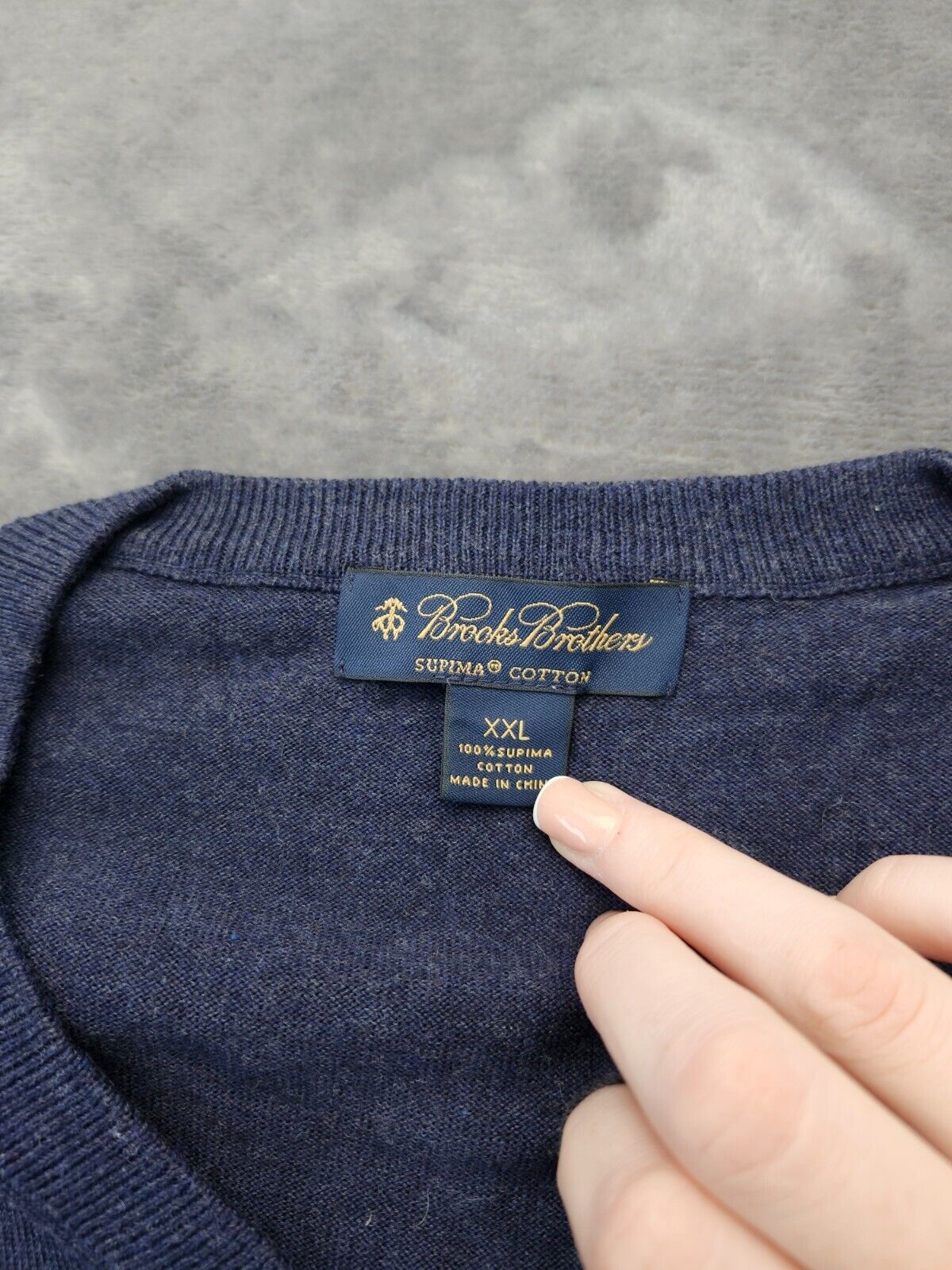 Brooks Brothers Men Sweater Crew Neck 100% Supima Cotton Blue Size XXL