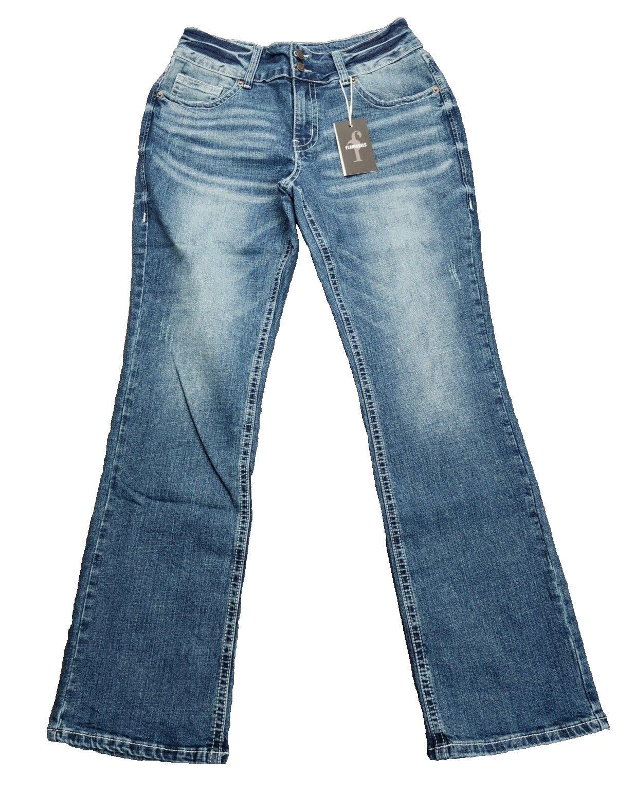 NWT Flamingals Women's Faded Blue Bootcut Jeans Size Large