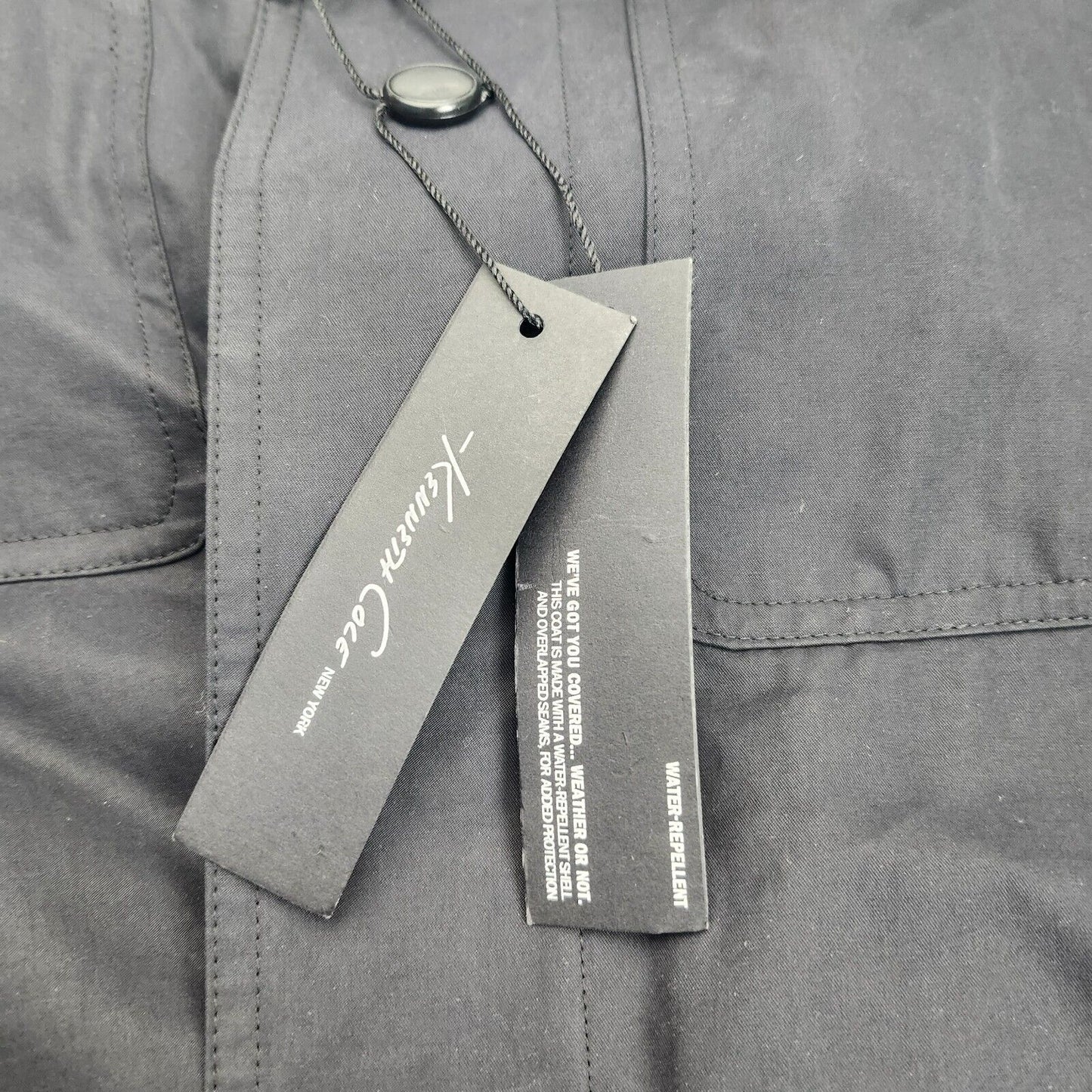 NWT Kenneth Cole NY Mens Rain Jacket Trench Coat Rado Black size 48 Regular