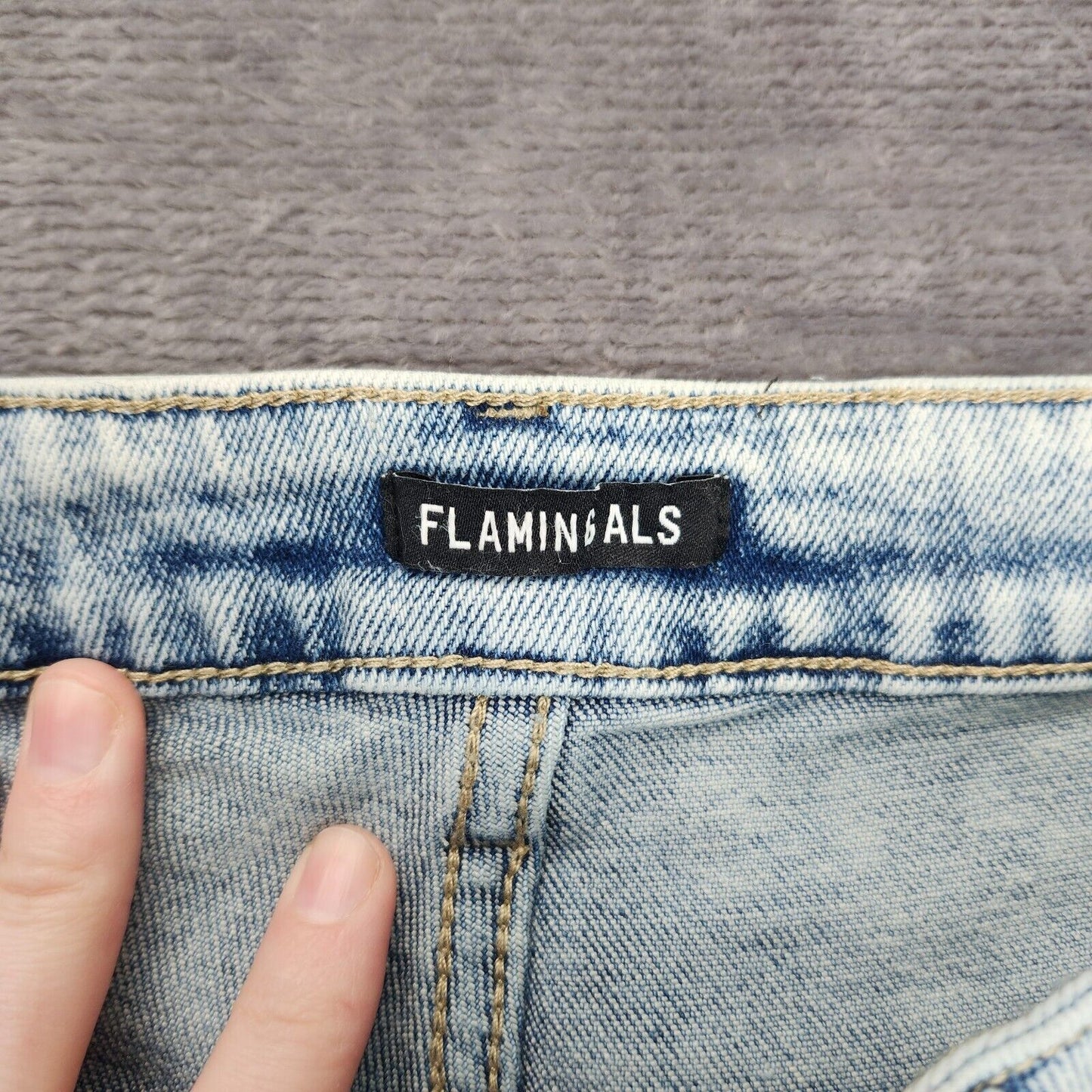 NWT Flamingals Women's Bootcut Ripped Light Blue Jeans Size Medium
