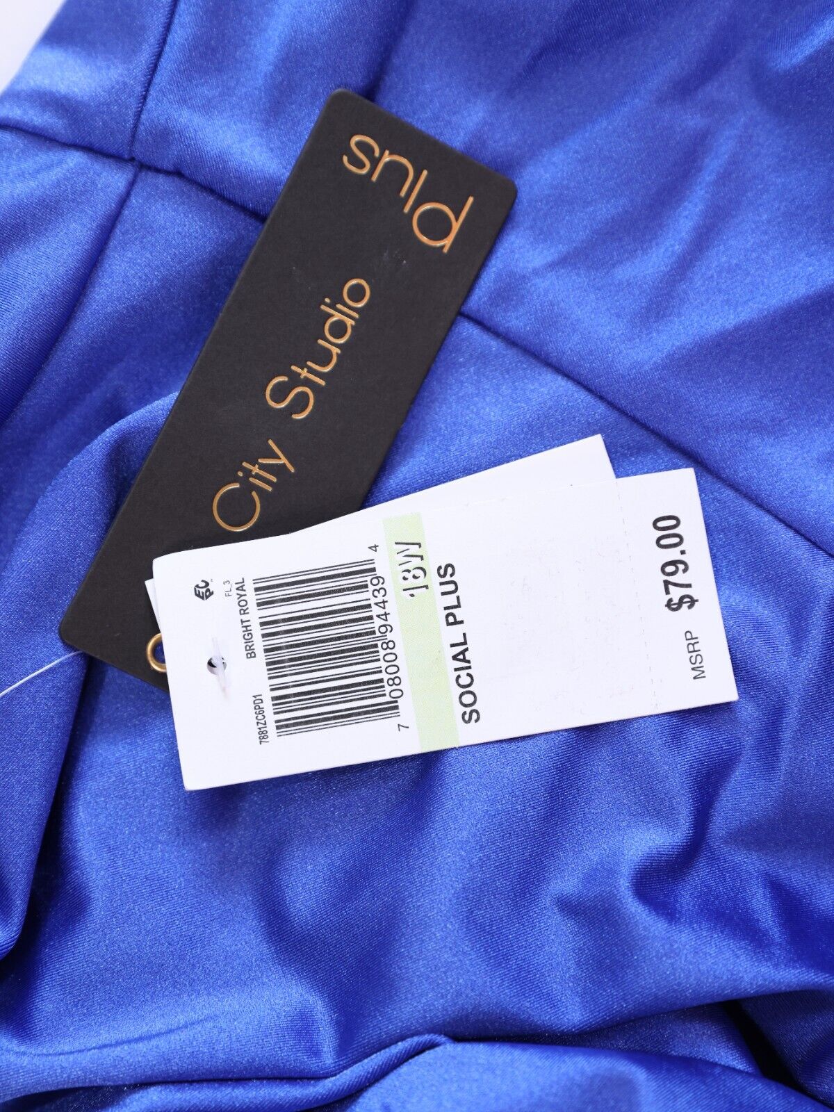 $79 City Studio Trendy Plus Size Cowlneck Fit & Flare Dress Blue Sz 18W