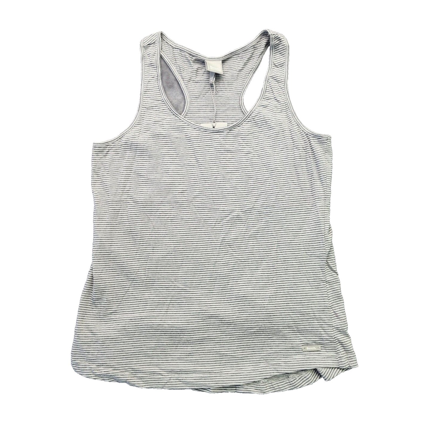 Bench Urban Wear Womens Racerback Stripped Tank Top Size Small WHT/GRY