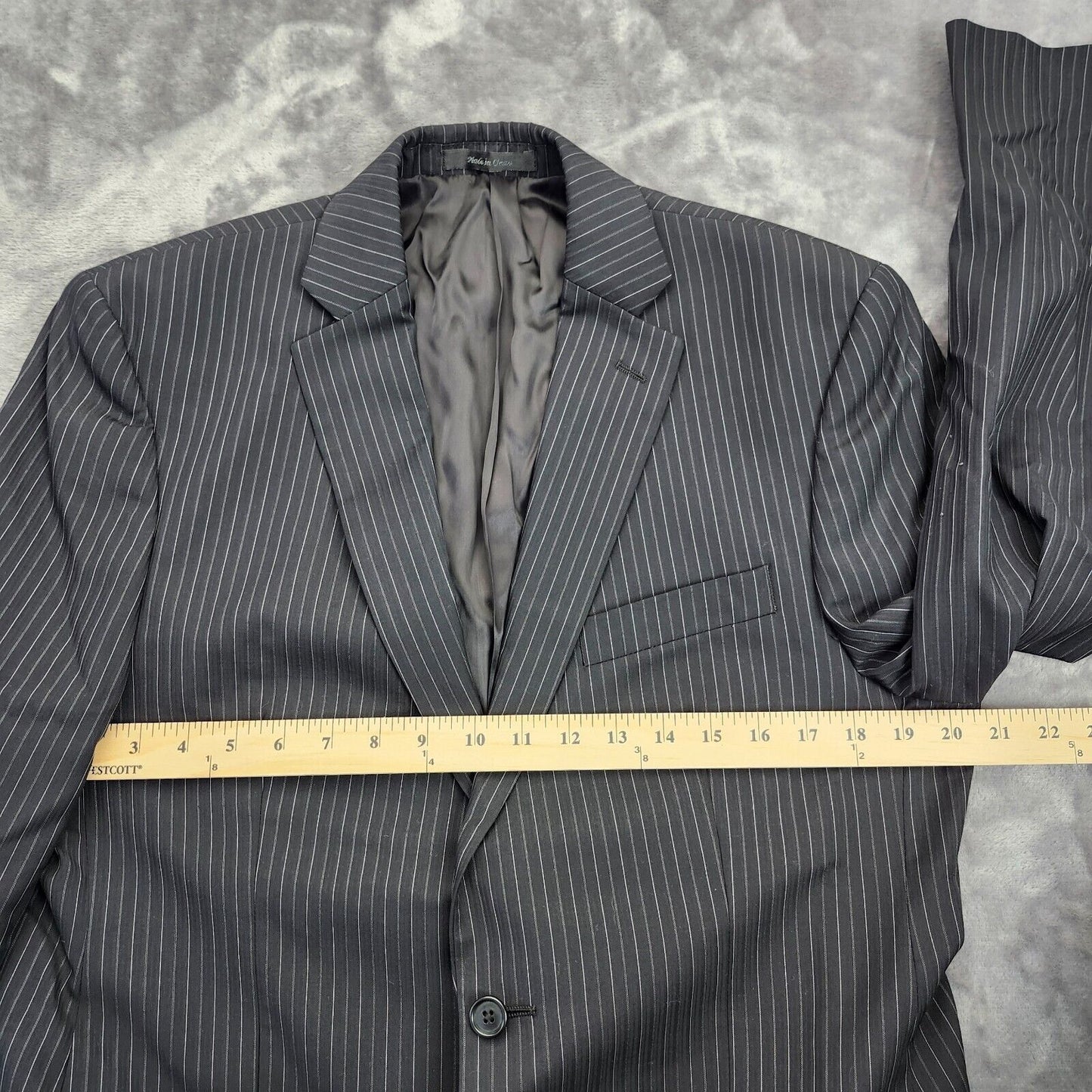 Calvin Klein Men's Suit Jacket Black Striped Blazer 40 Regular Notch Lapel
