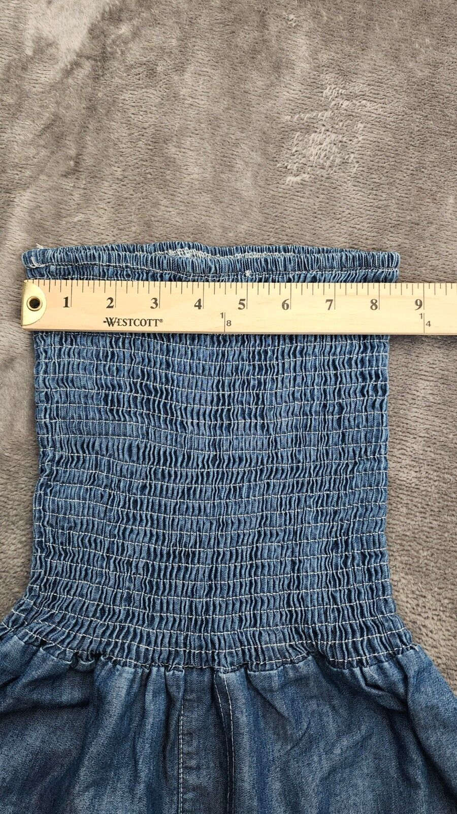 Women's Shirred Tube Wide Leg Denim Jumpsuit Size Small
