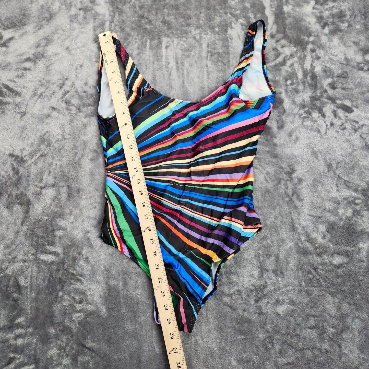 Plus Size One Piece Padded Swimsuit Womens Swimming Multicolor stripe XL