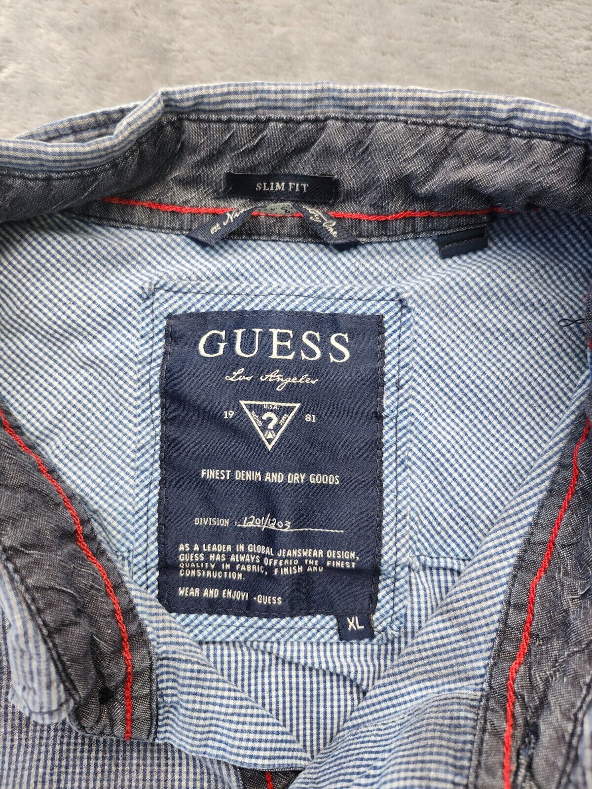 Guess Los Angeles Finest Denim and Dry Goods Dress shirt Size XL