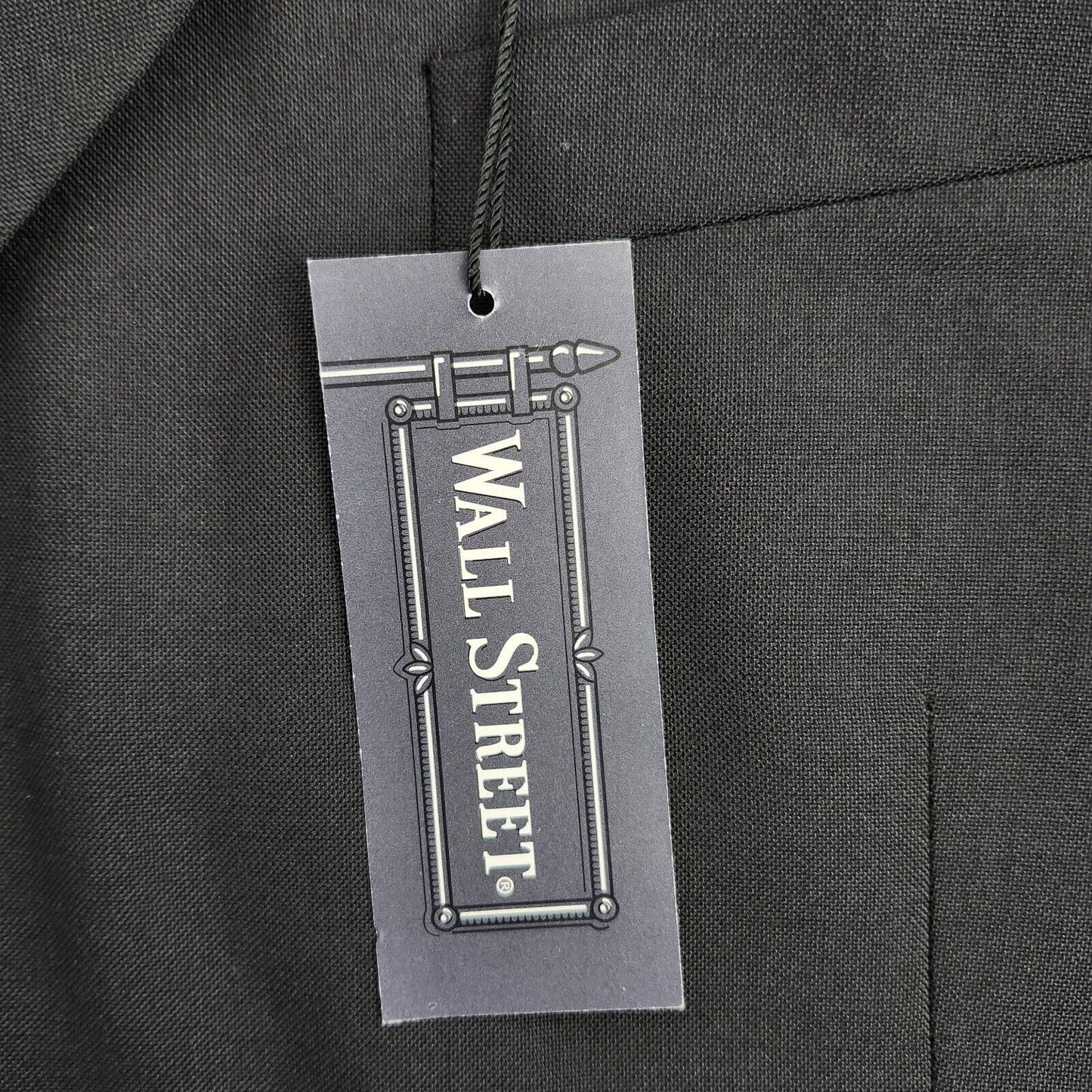 NWT Wall Street Mens Blazer Black 44 Long Polyester/Wool Blend