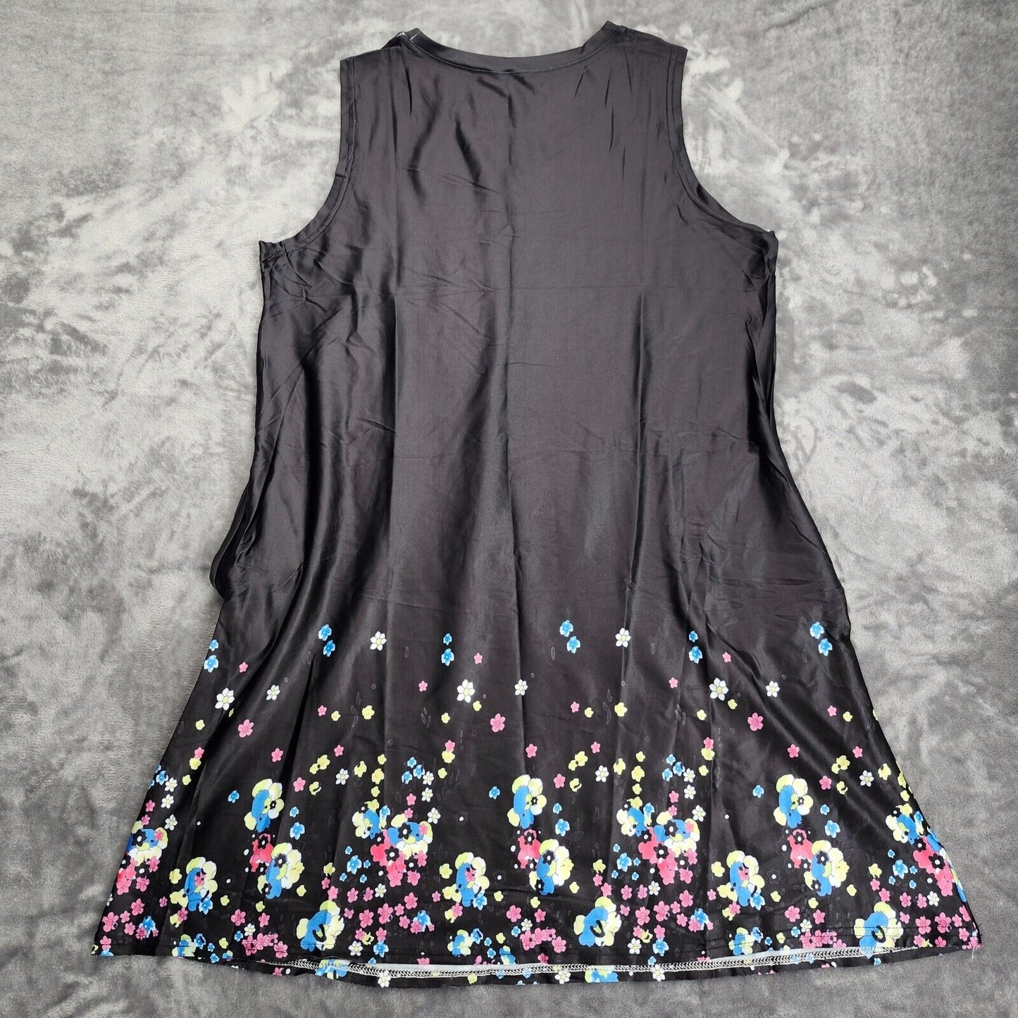 Womens Black Summer Dress Sleeveless A-Line Floral 3XL