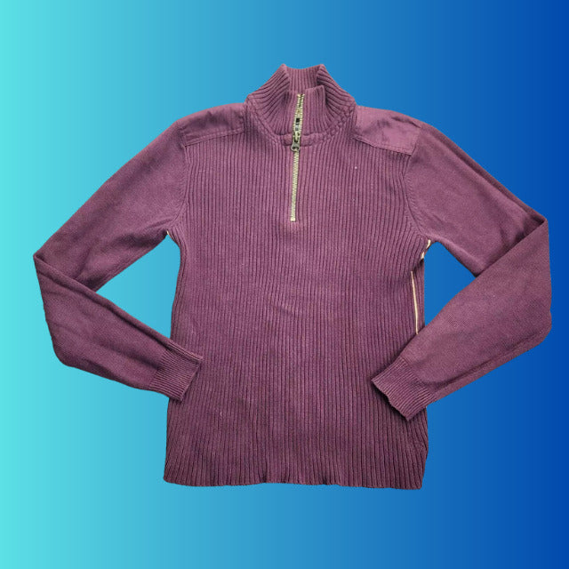 Mens BUFFALO DAVID BITTON Med 100% COTTON 1/4 Zip Long Sleeve Sweater
