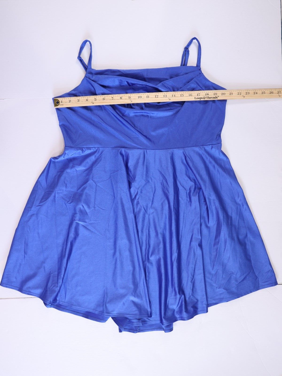 $79 City Studio Trendy Plus Size Cowlneck Fit & Flare Dress Blue Sz 18W