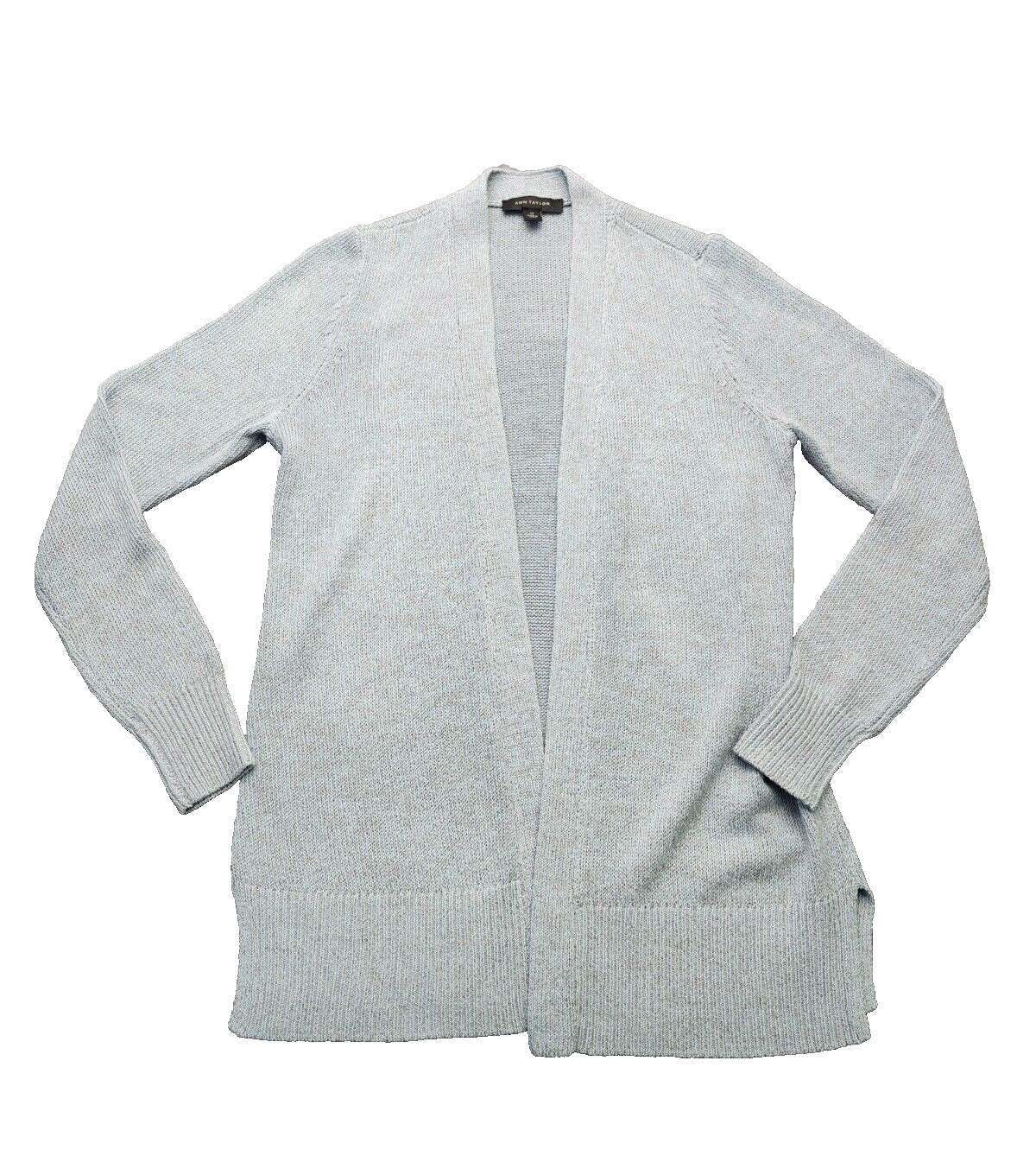 Ann Taylor Linen Blend Open Cardigan Light Blue Size XS Colorful Coastal Casual