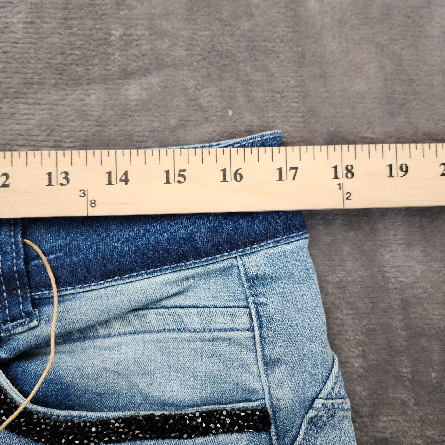 Flamingals Women's High Waist Skinny Ripped Blue Jeans with rolled cuffs XXL