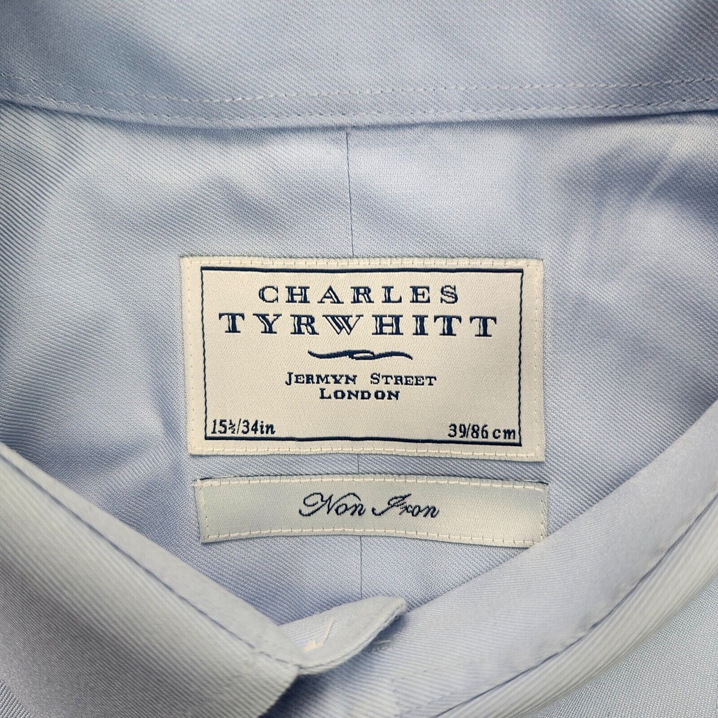 Charles Tyrwhitt Shirt Mens 15.5 34 Long Sleeve Blue Non Iron Dress Shirt