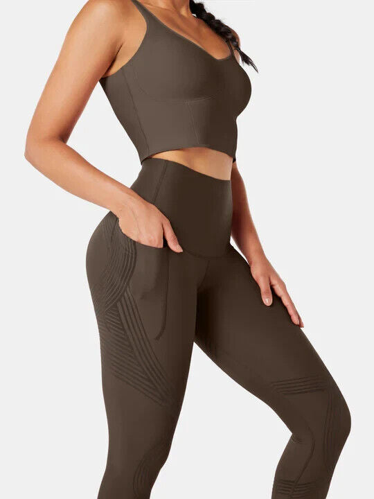 Fanka Body Sculpt Side Pocket Leggings Chocolate Brown Medium