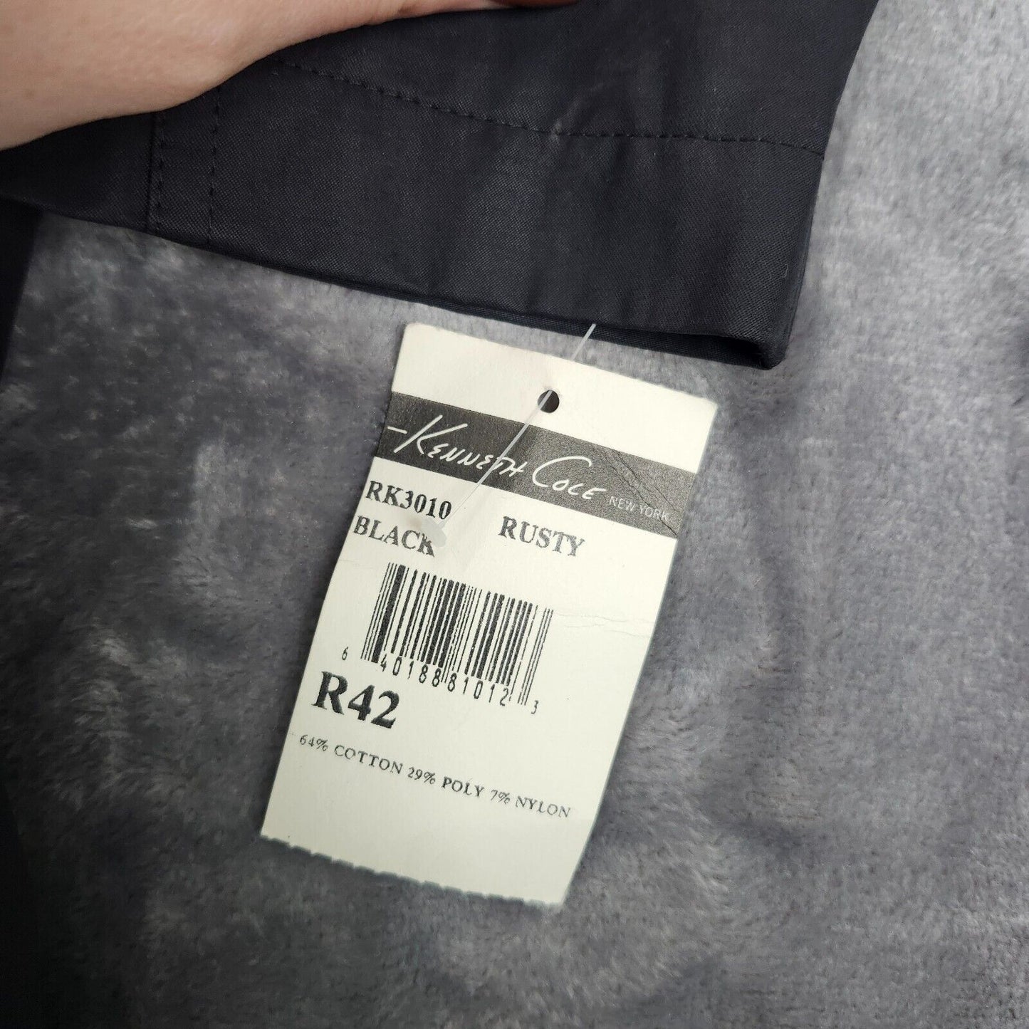 NWT Kenneth Cole NY Mens Rain Jacket Trench Coat Rado Black size 42 Regular