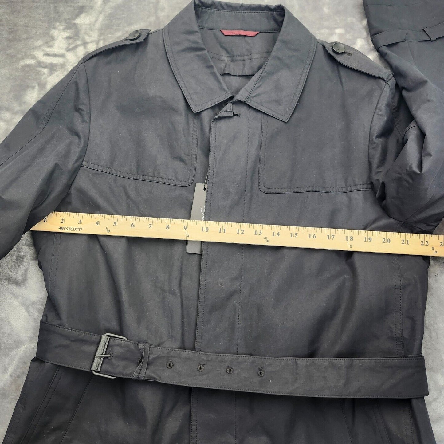NWT Kenneth Cole NY Mens Rain Jacket Trench Coat Rado Black size 42 Regular