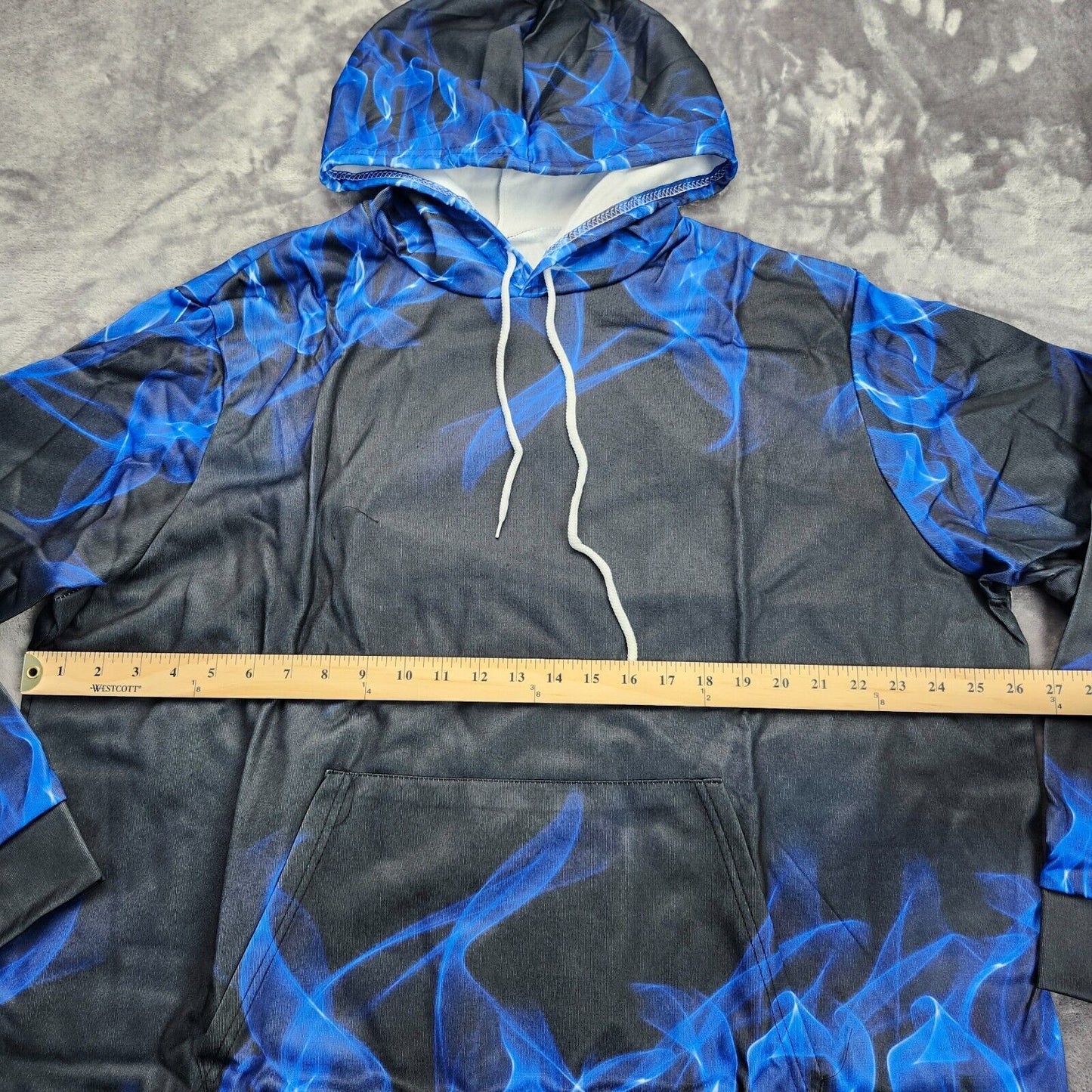 Men’s Flame 3D Printing Hoodie Sweatshirt, Unisex Pullover Hoodie Blue 4XL