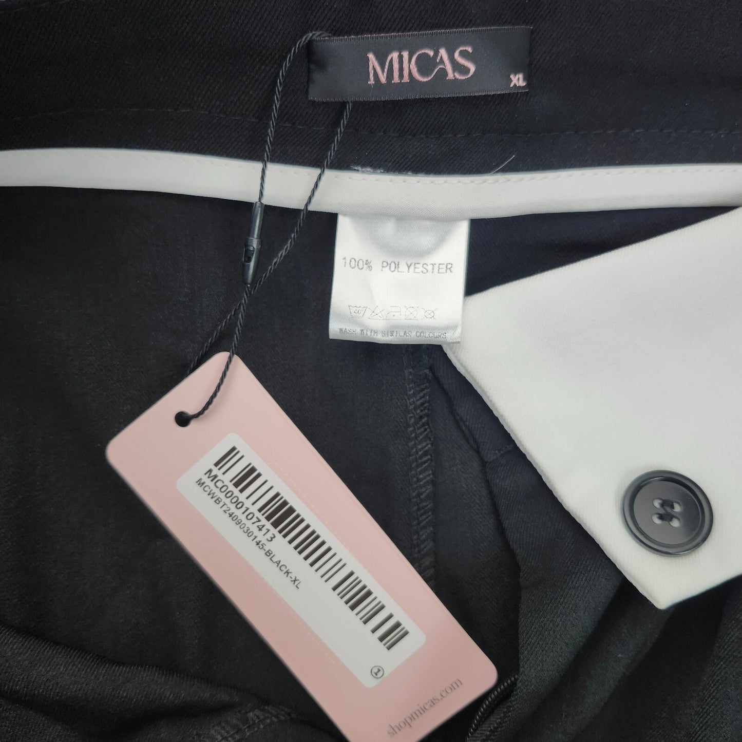 MICAS Womens Basic Contrast High Waist Wide Leg Trousers XL