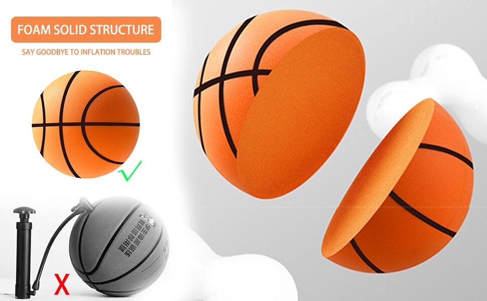 Silent Basketball Handle Airless Silent Foam Basketball No.7-9.4 inch