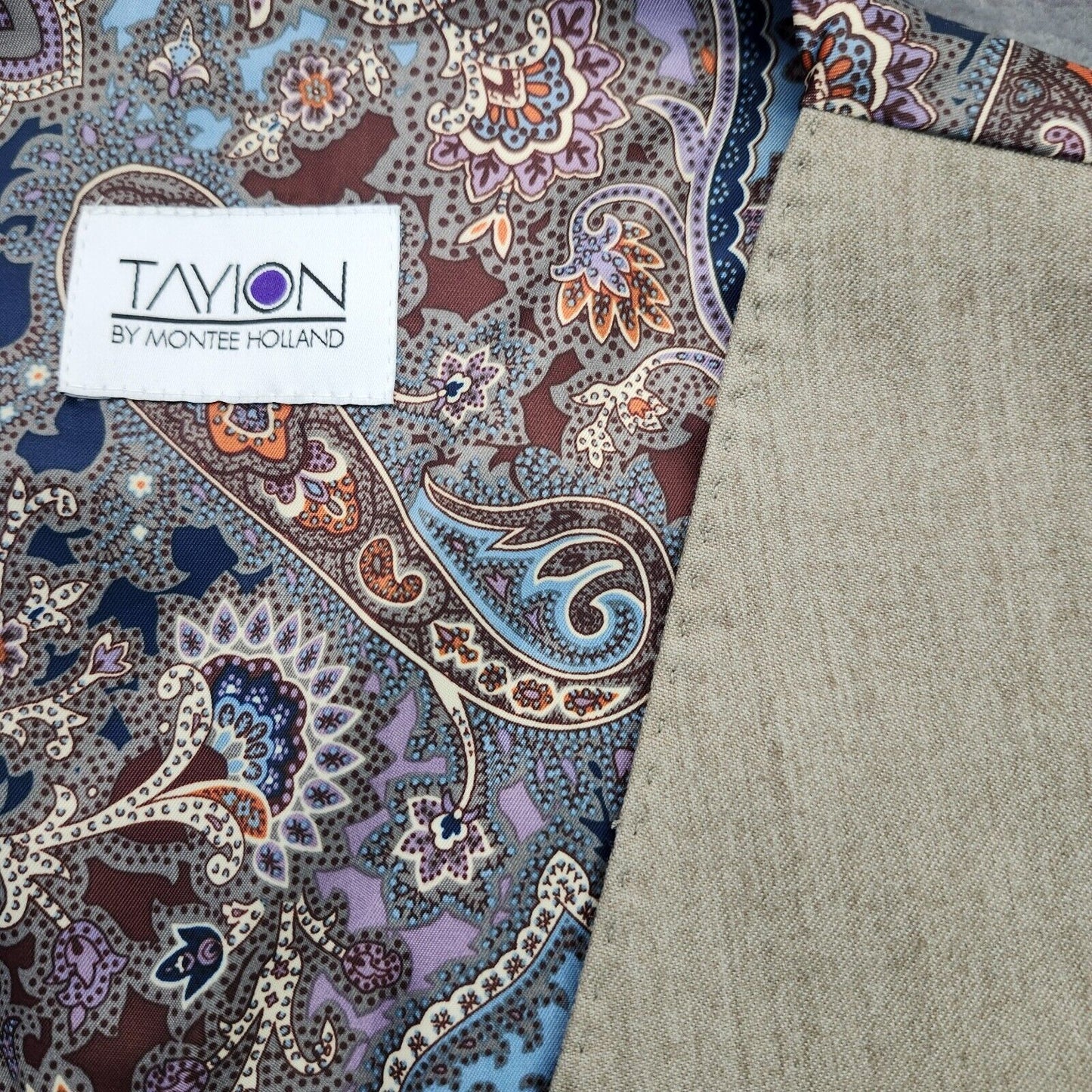 TAYION By Montee Holland Mens Tan Wool Blend Paisley Vest Pike Stitching Medium