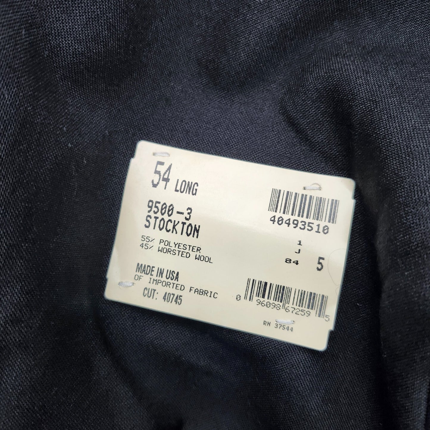 Hardwick Clothes Men's Suit Jacket Black Peak Lapel Double Breasted 54 Long