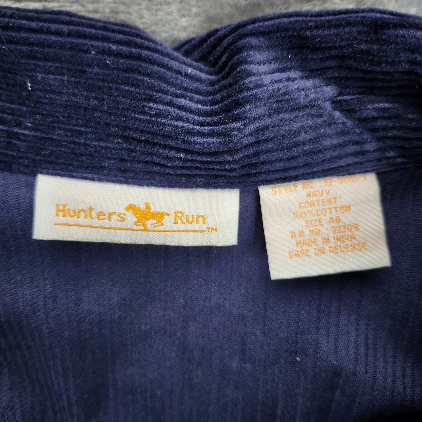 Corduroy Hunters Run Navy Blue Oversized Shirt Jacket, Large Buttons Pockets A6