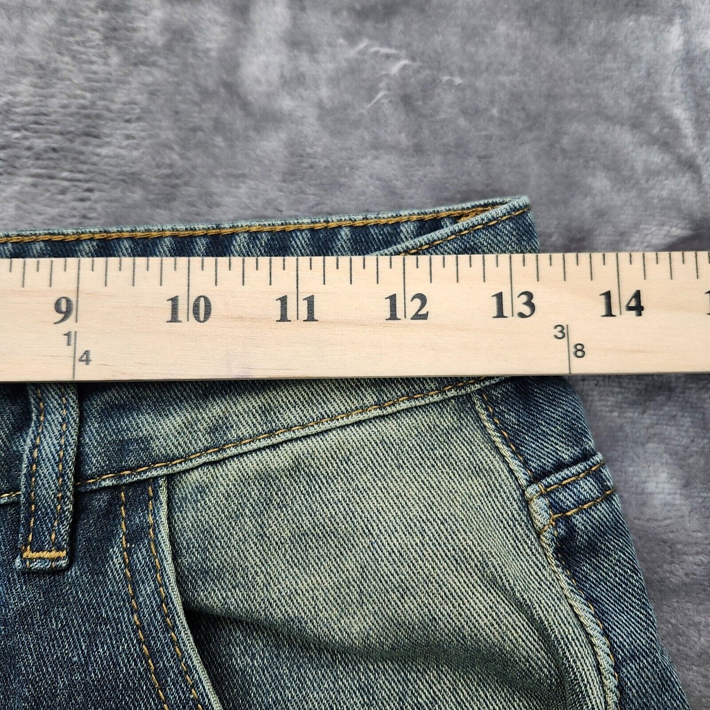 CIDER Womens Mid Waist Washed Button Straight Leg Jeans Small