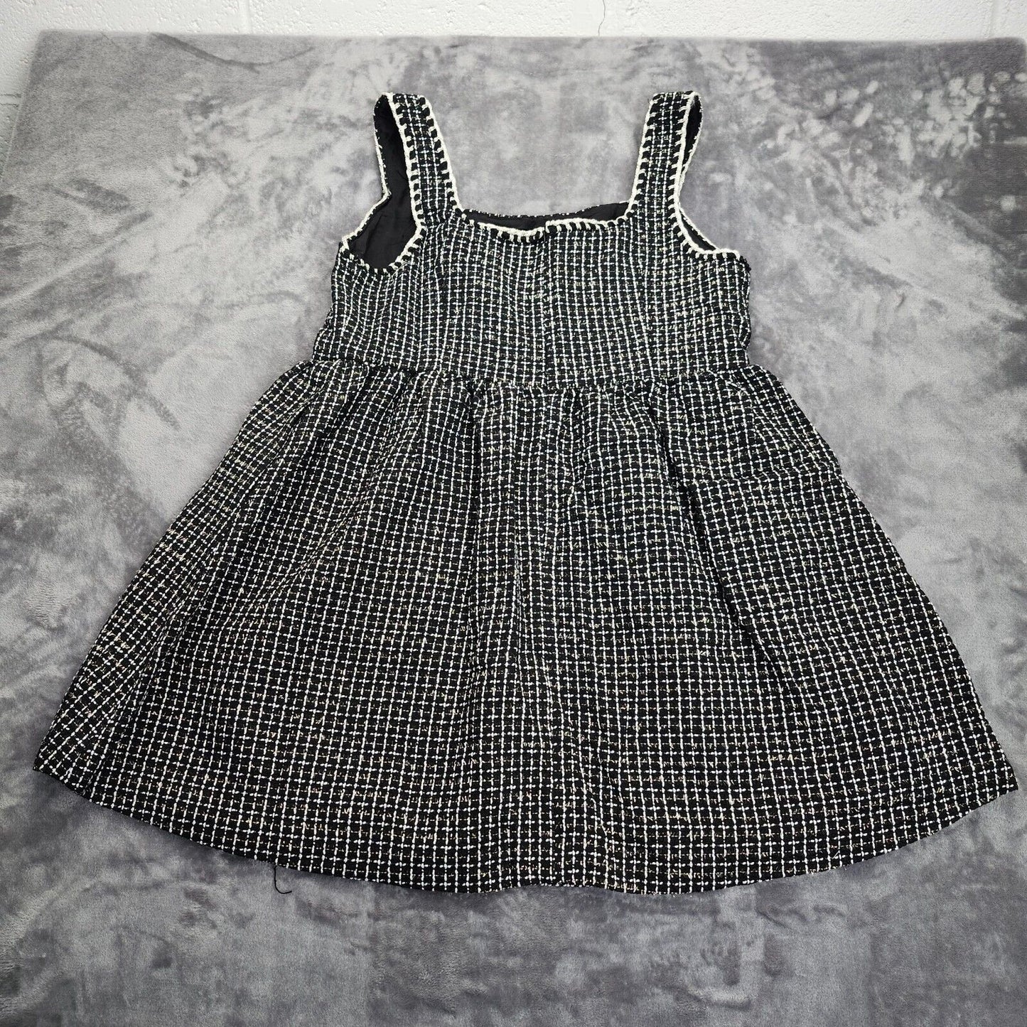 Cider Tweed Square Neckline Black & White Mini Dress Size 1XL NWT