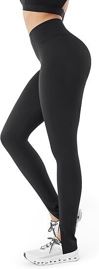 Fanka Body Sculpt Front Slit Leggings Reversible Wear High Compression Small