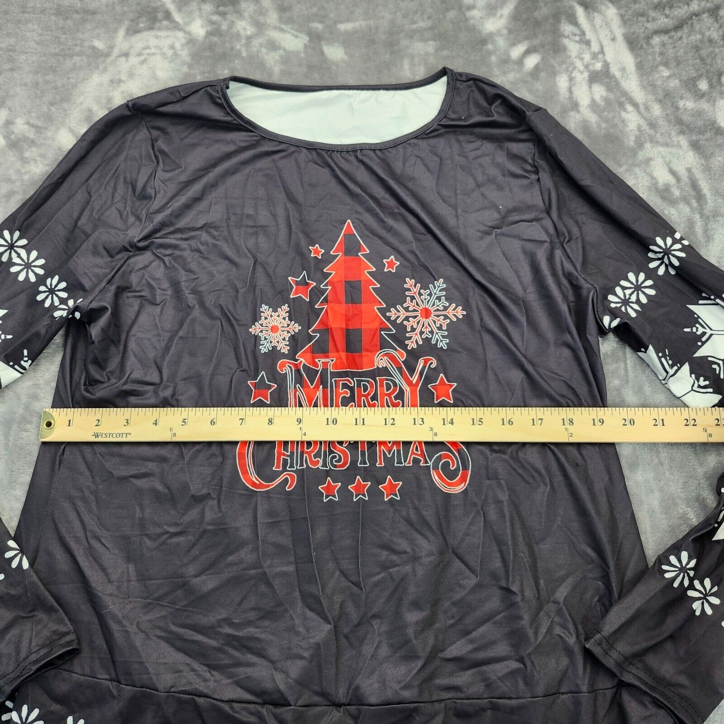 Women Christmas Long Sleeve Slim Fit Snowflake Graphic Mini Dress 2XL