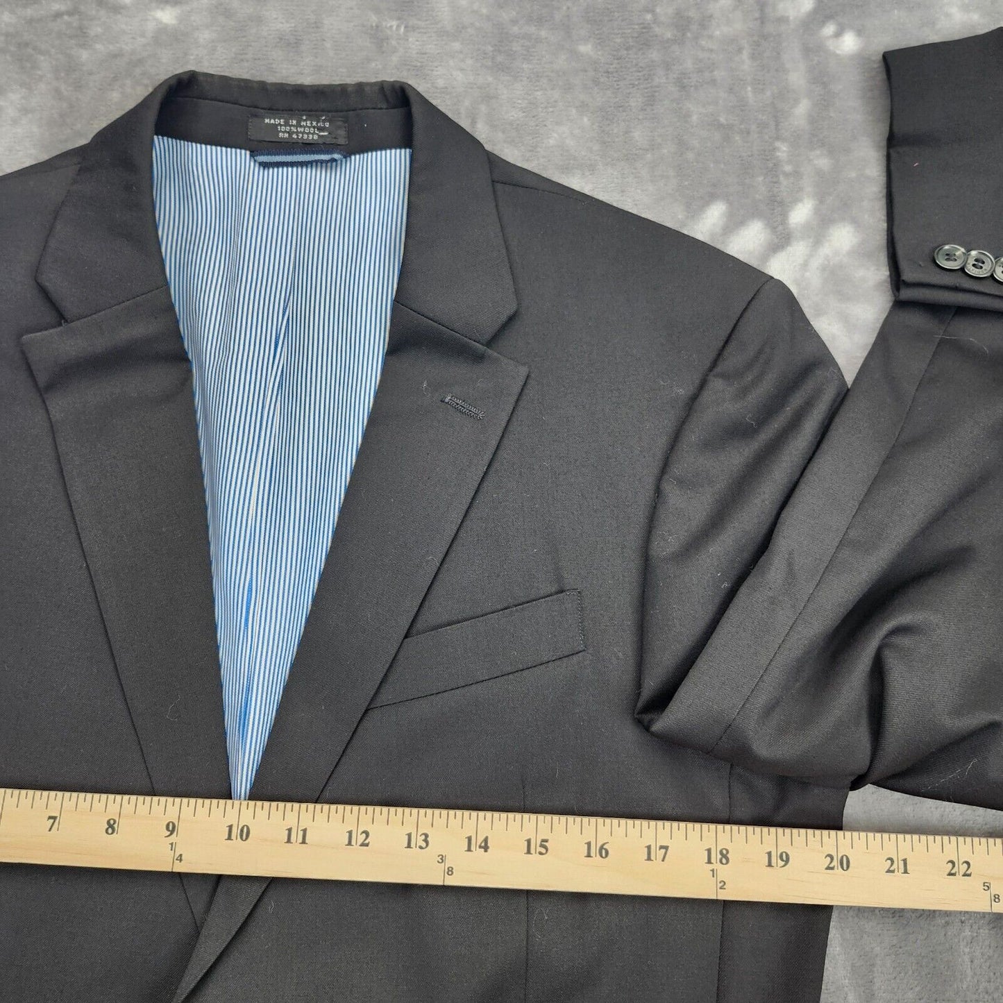 NWT Tommy Hilfiger Black Wool Suit Set Jacket Notch Lapel 38 Long, Pants 32