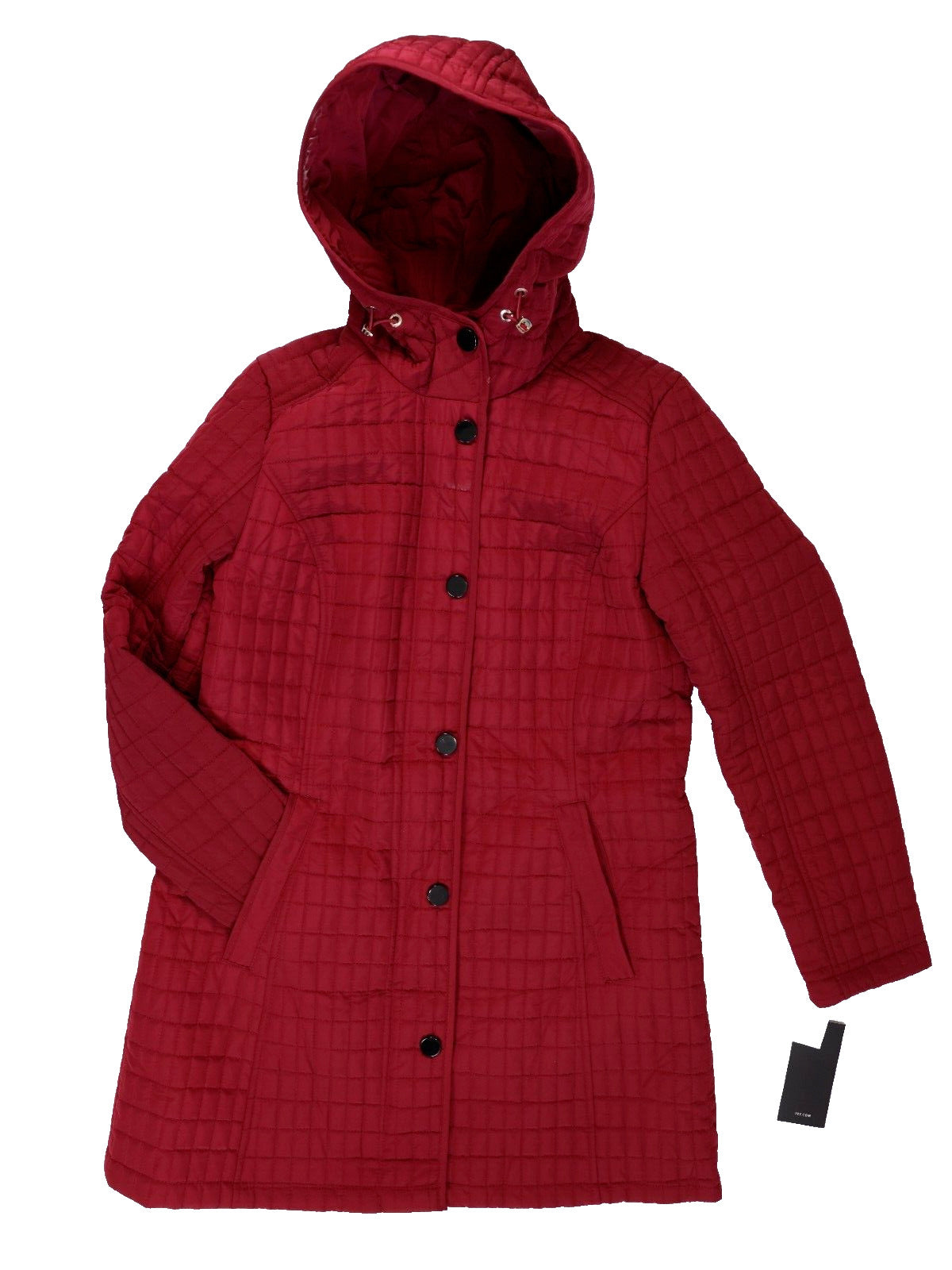$220 Jones New York Womens Trench Code Quilted Buttoned Deep Red Size M