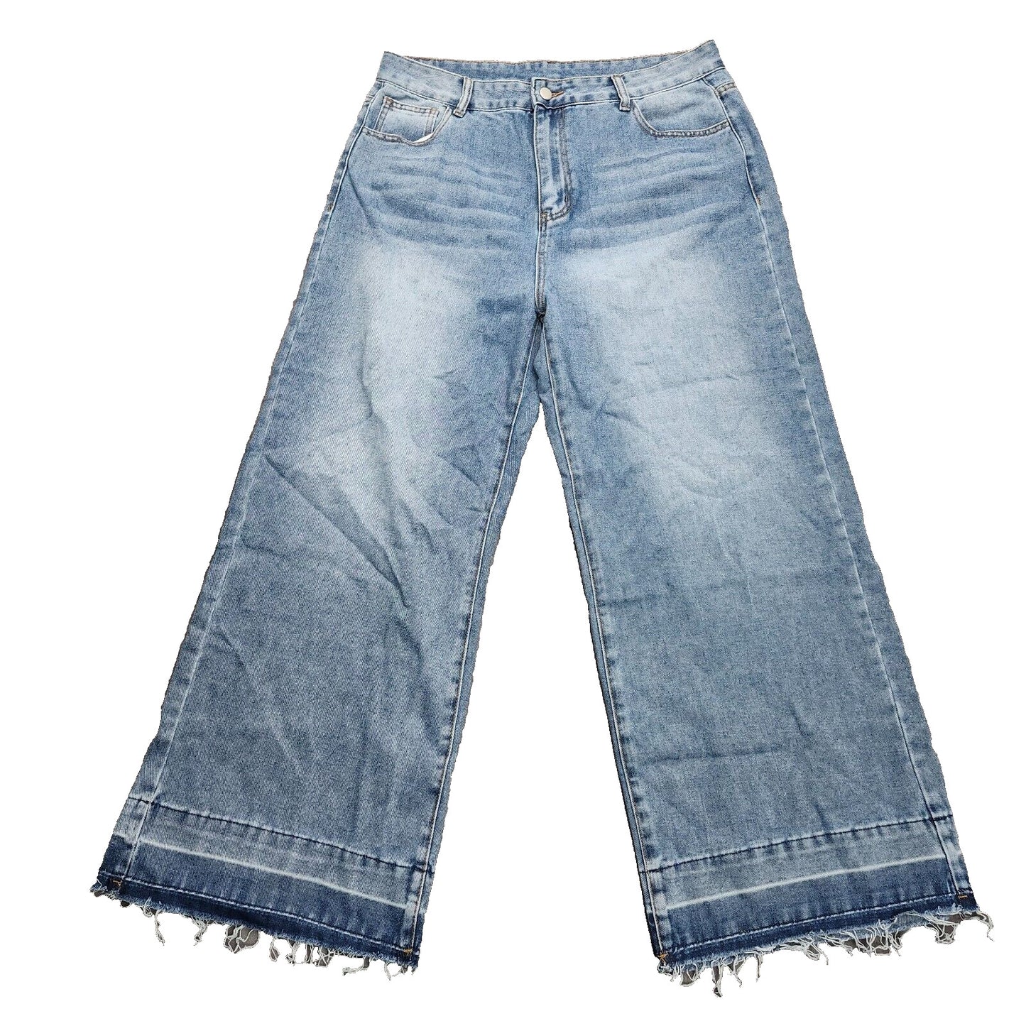 CUPSHE Womens Blue Frayed Hem Capri Jeans NWT XL