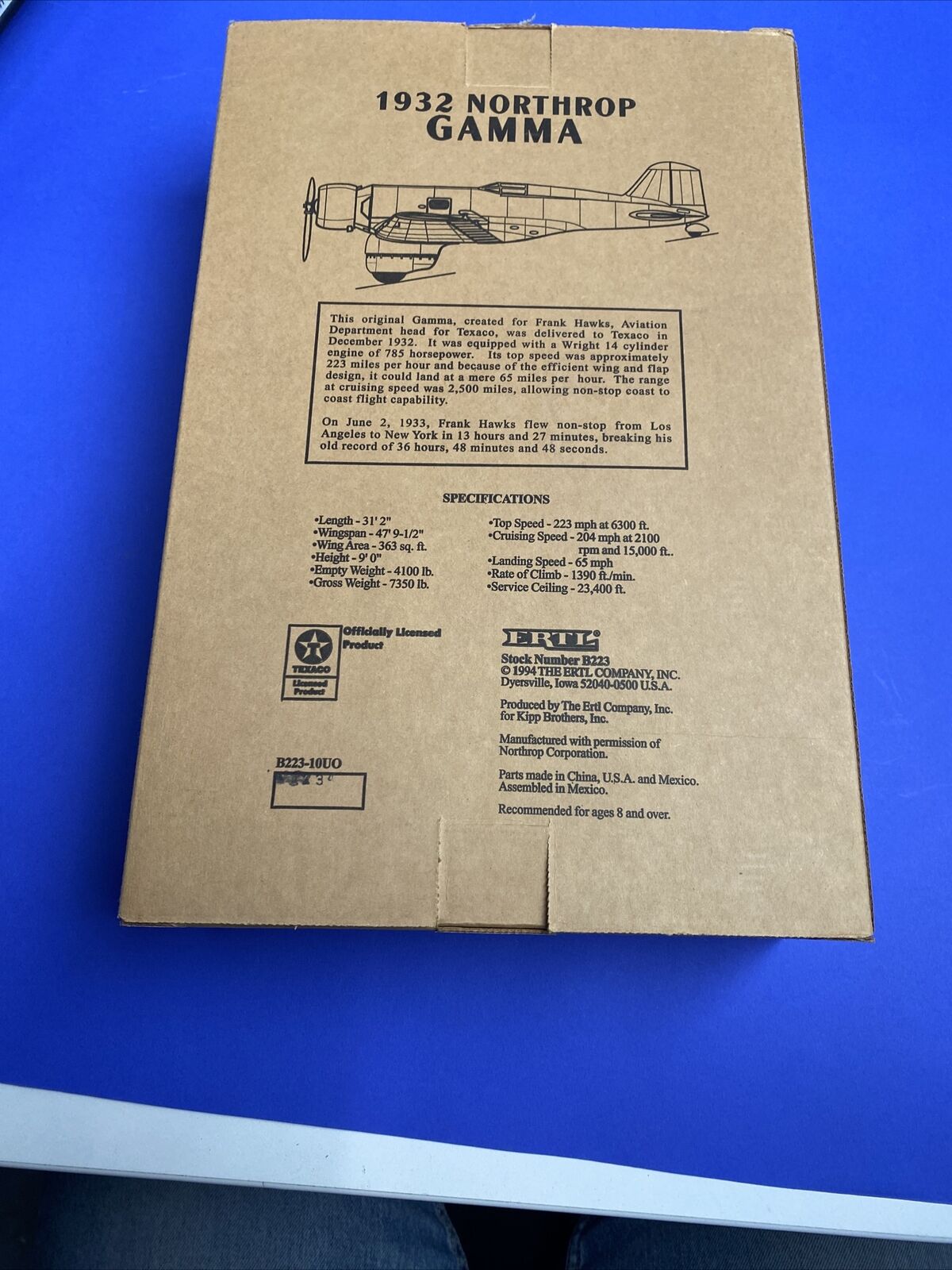 New Texaco 1932 Northrop Gamma Wings of Texaco Die-Cast Airplane Bank 2nd Series