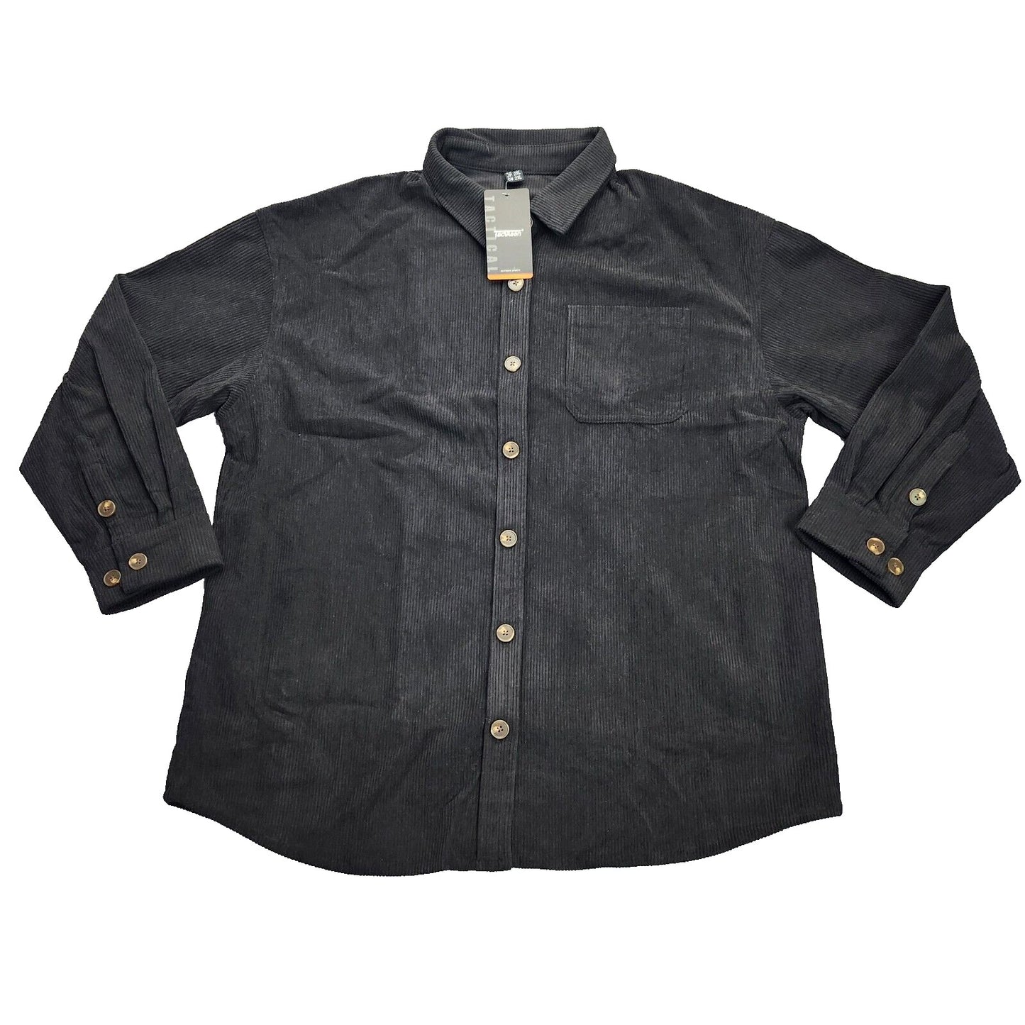 TacVasen womens corduroy button up dress shirt Black sz XL