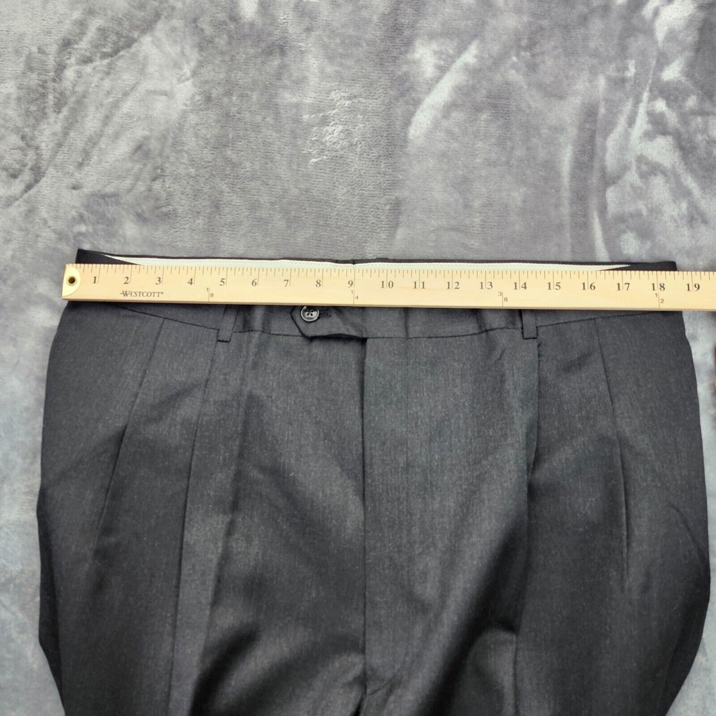 Men's Black 100% Wool Suit Set Jacket 48L Pants 36x32