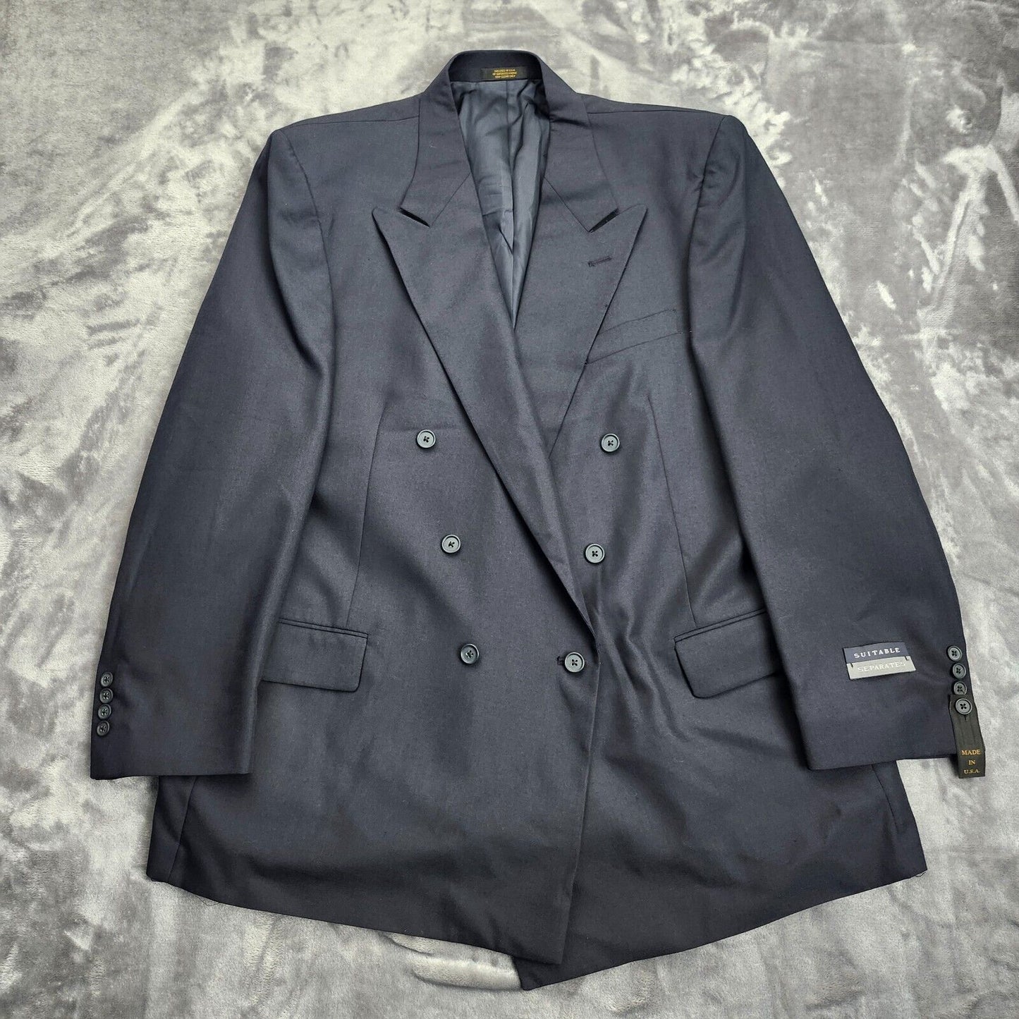 NWT Hardwick Clothes Men's Suit Jacket Black 46 Long Peak Lapel Double Breasted