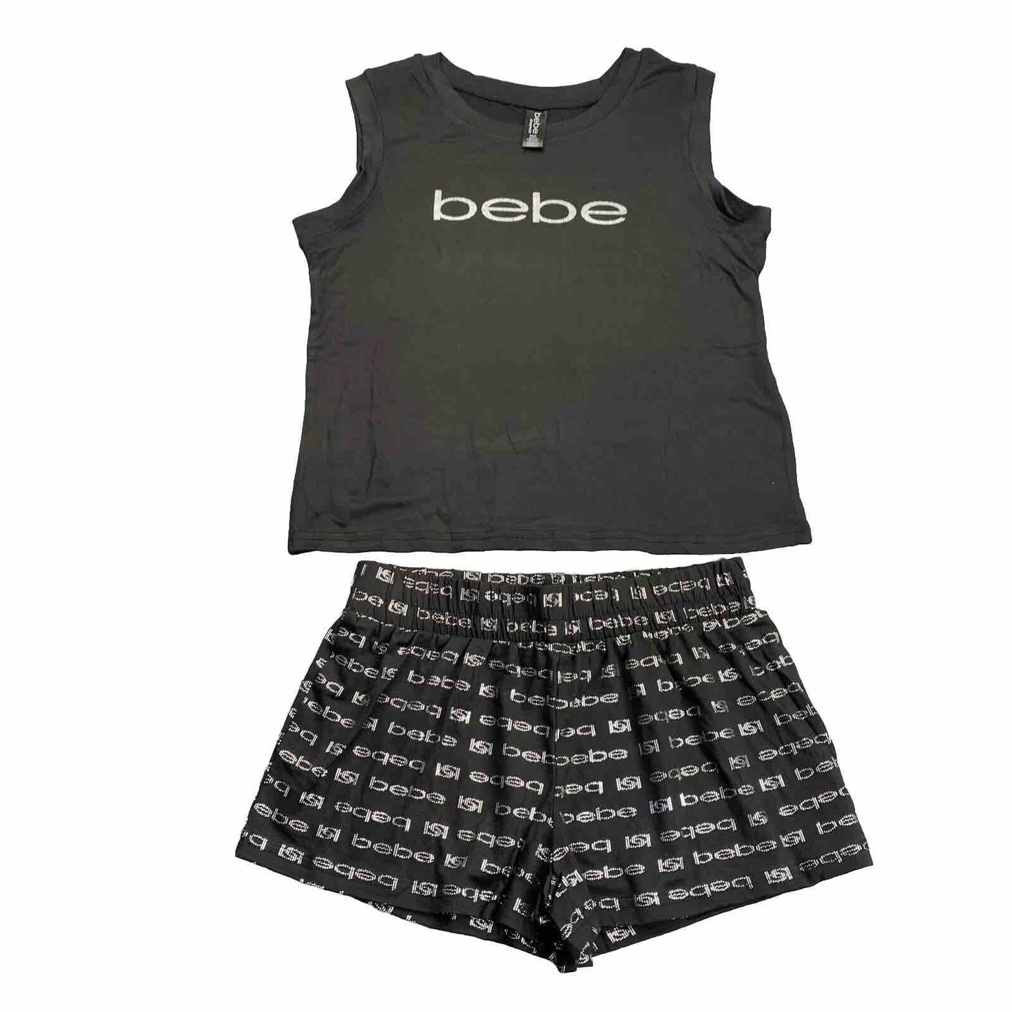 bebe Womens Pajama Sets Tank Top Shirt and Shorts Sleepwear Black Size 3XL