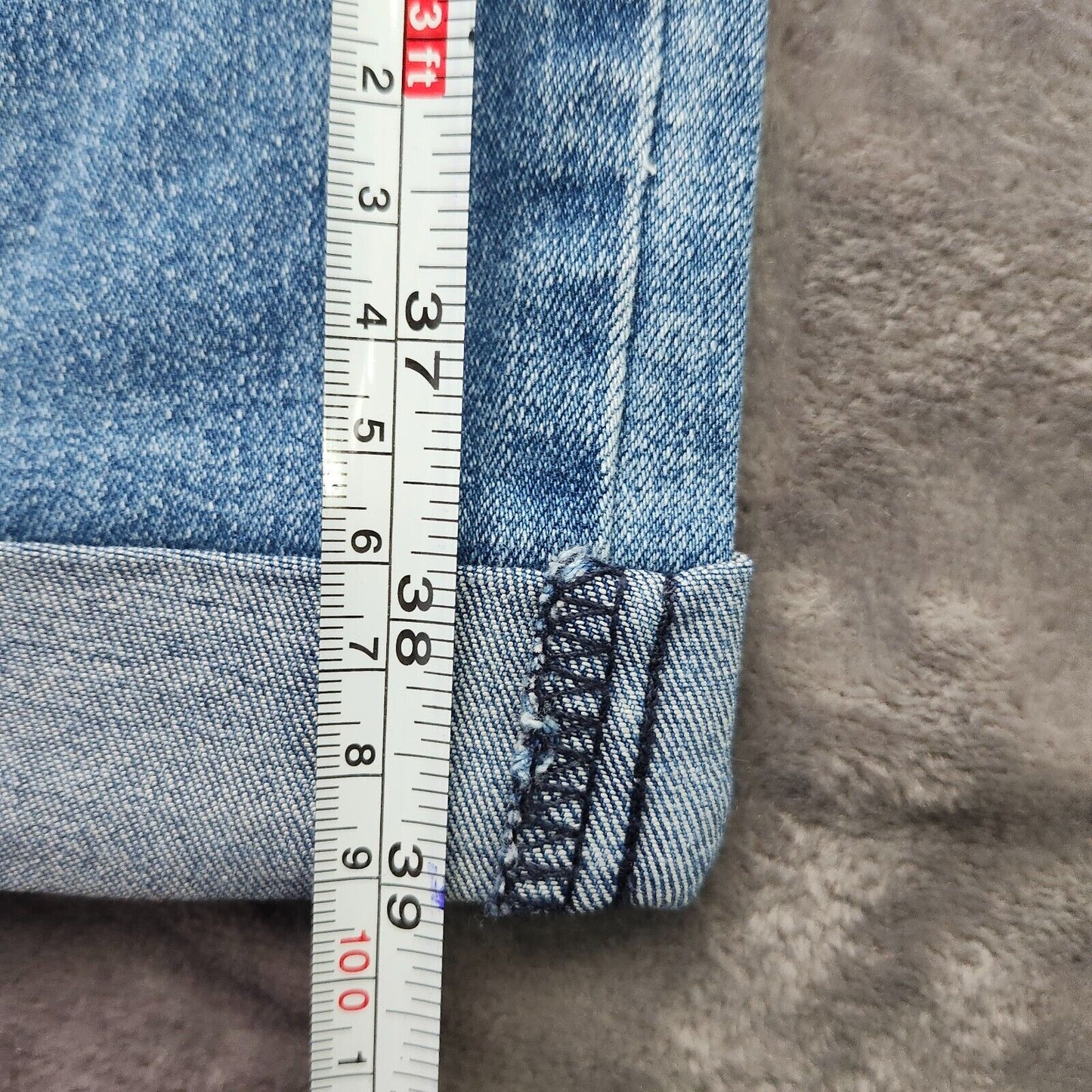 Flamingals Women's High Waist Skinny Ripped Blue Jeans with rolled cuffs XXL