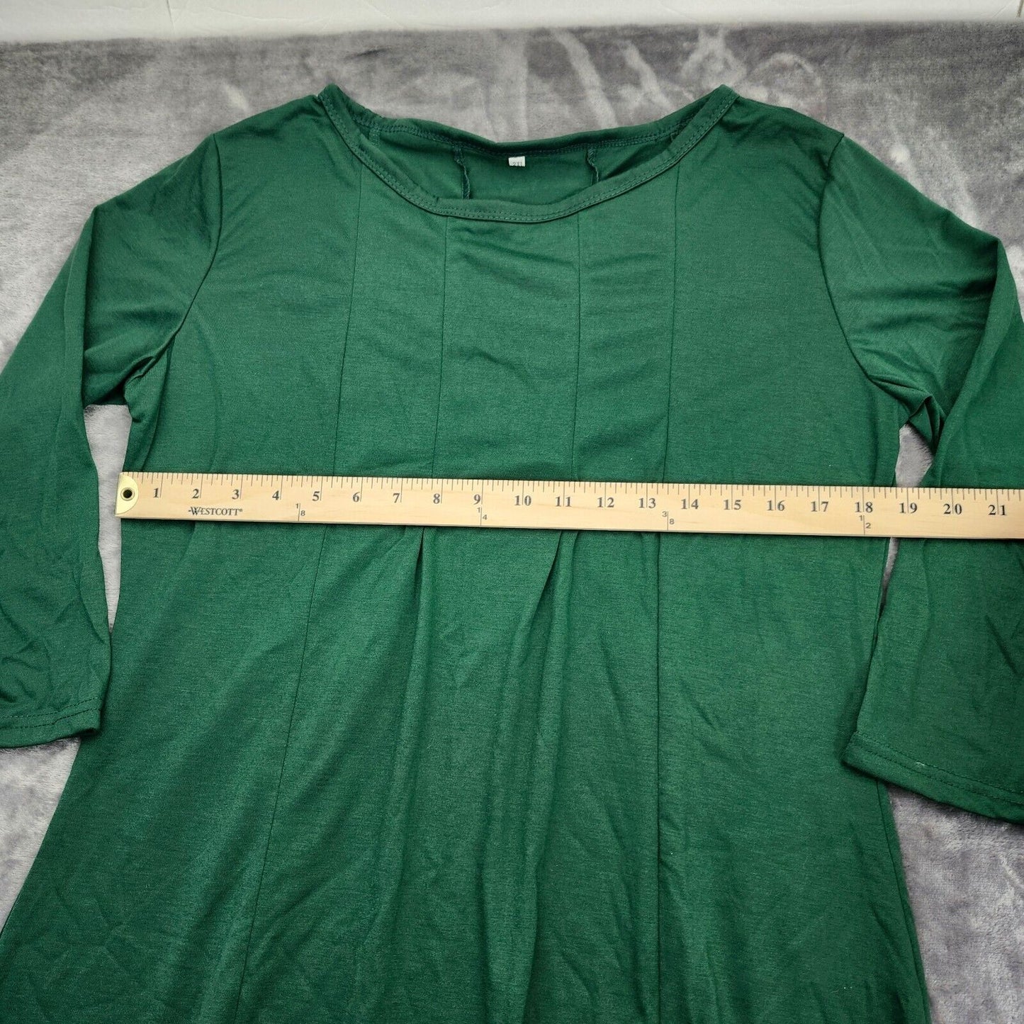 Women's Sundress Short Sleeve Casual T-shirt Dress Plain A Line Loose Green 2XL