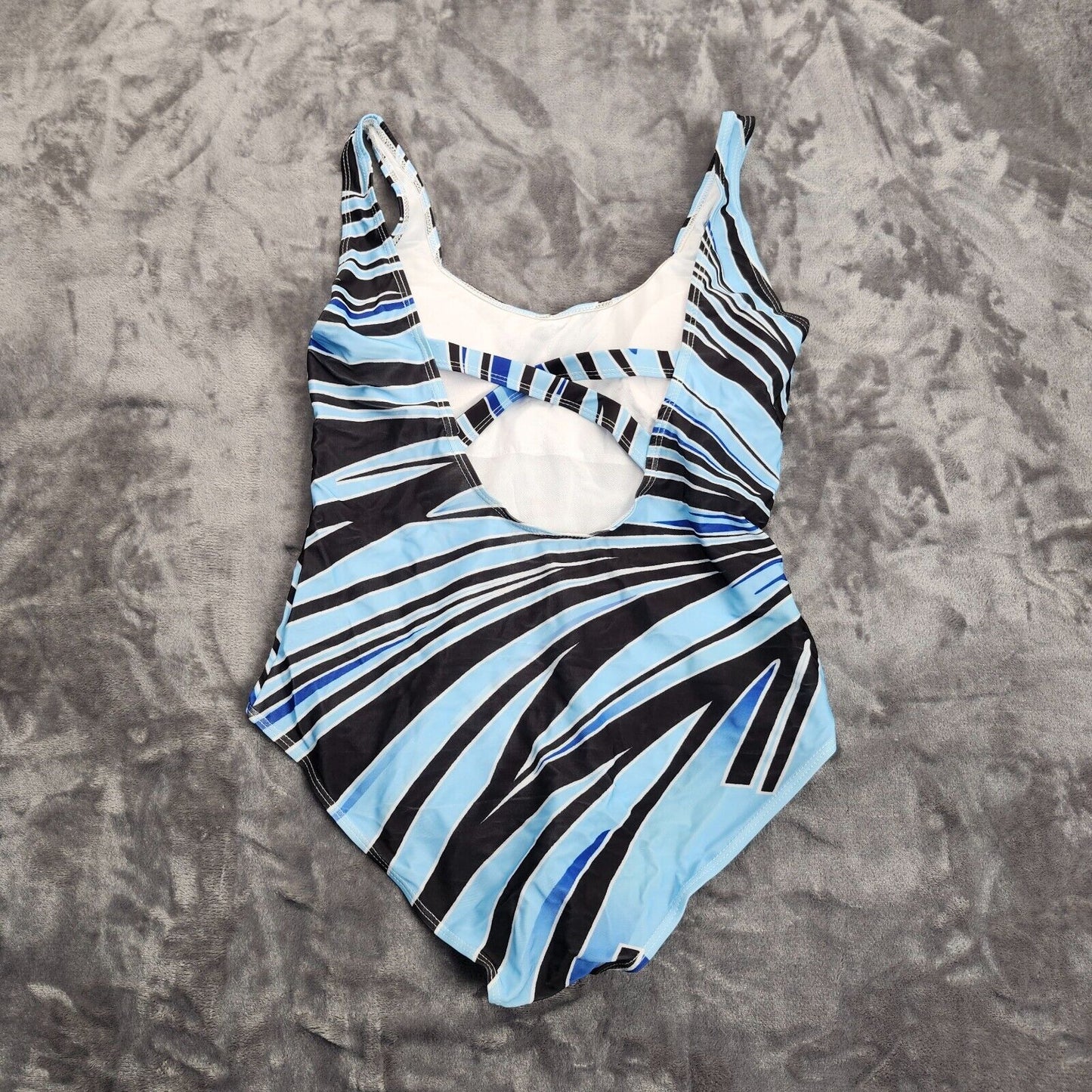 Plus Size One Piece Womens Swimsuit Padded Blue One Piece 3XL