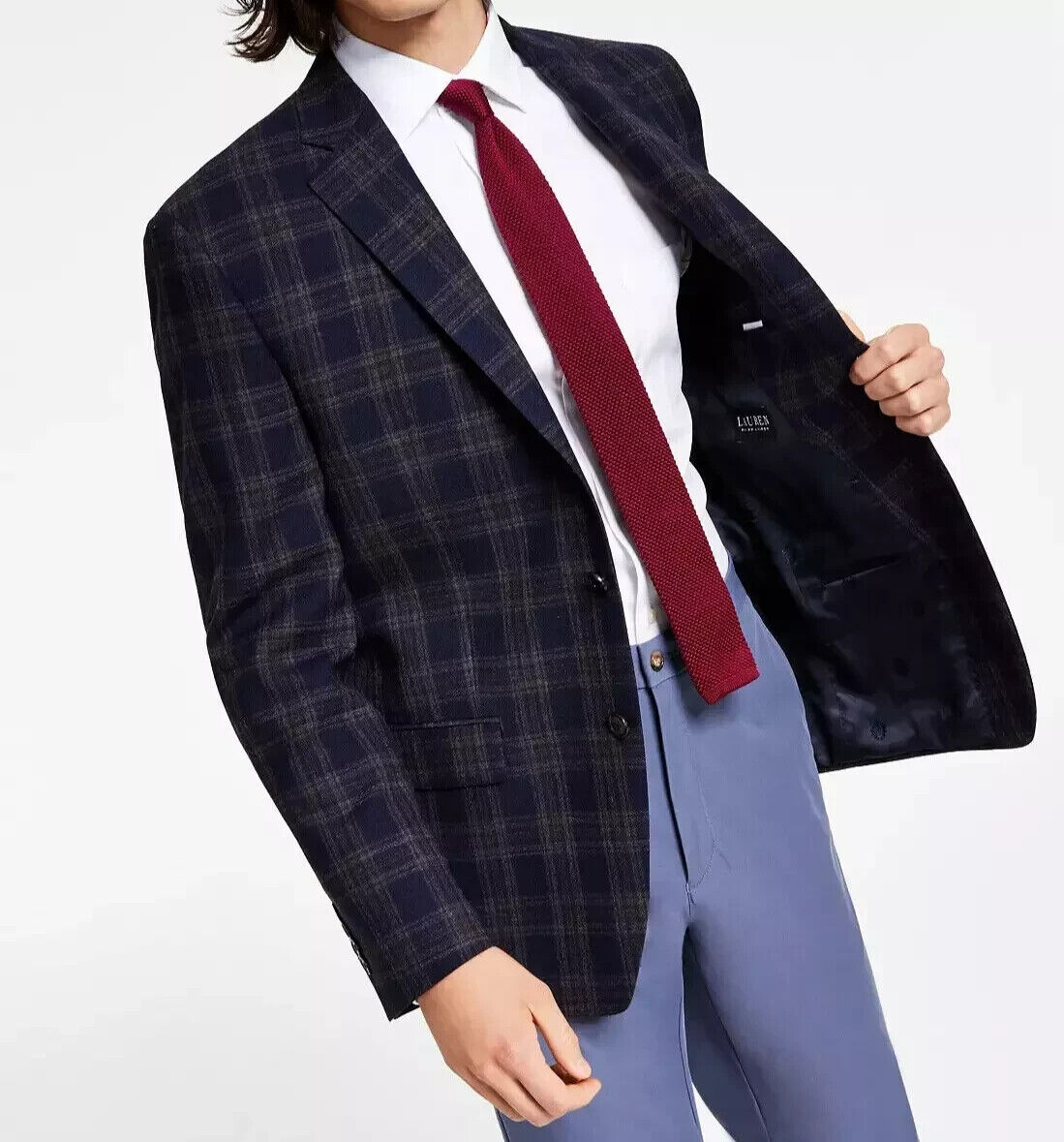 Ralph Lauren Men's Lexington Wool Classic-Fit Ultraflex Blazer Navy/Brown 42R
