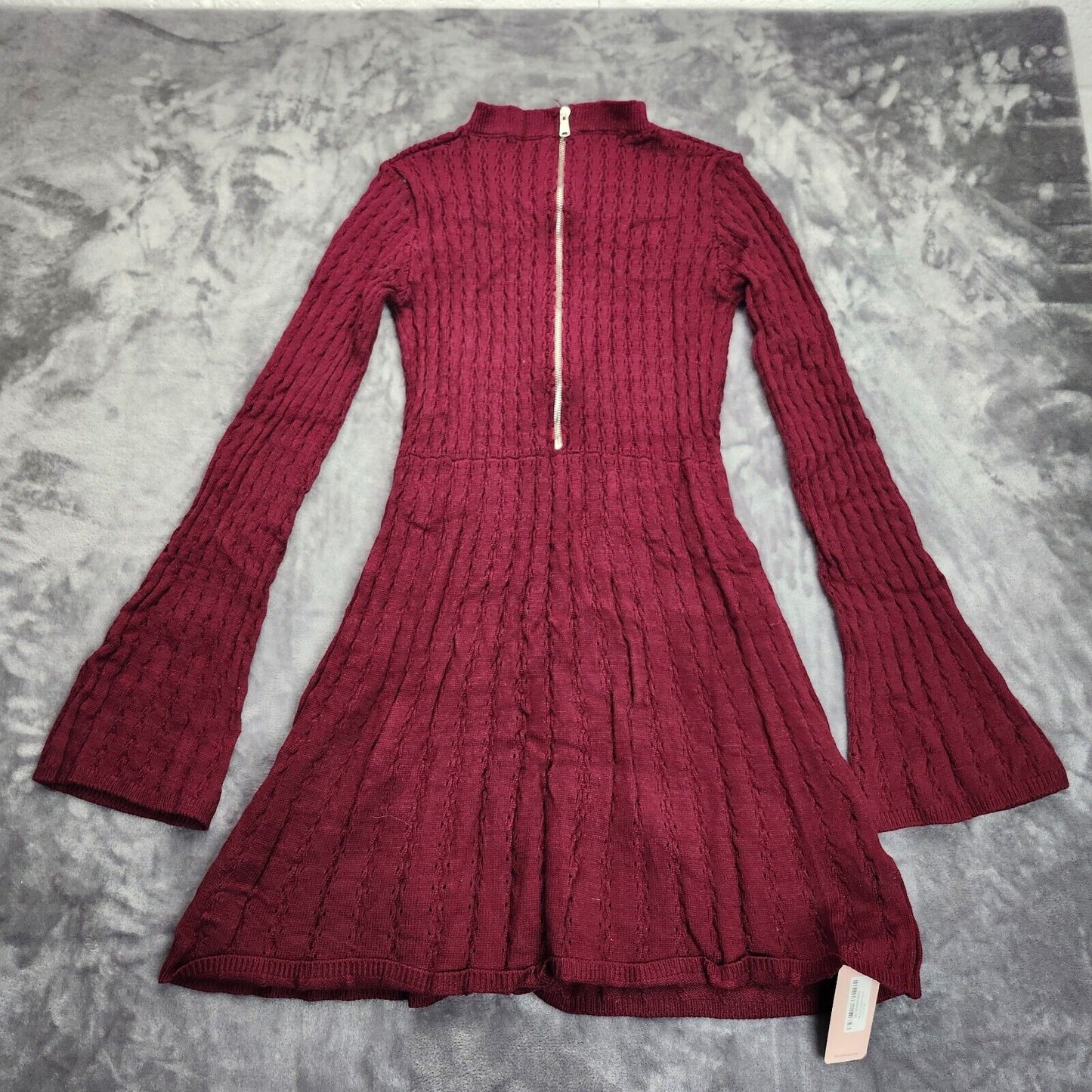 MICAS Womens Burgundy Cutout Long Sleeve Sweater Dress Size Medium