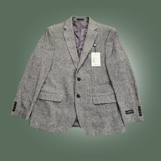 Lauren Ralph Lauren Classic-Fit Wool Suit Jacket Black/White Herringbone 44R NWT