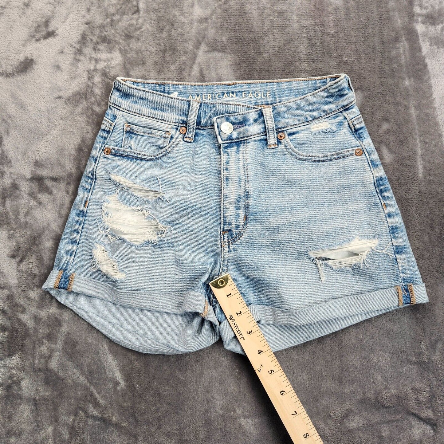 American Eagle Outfitters Stretch Crossover Denim Mom Shorts 00