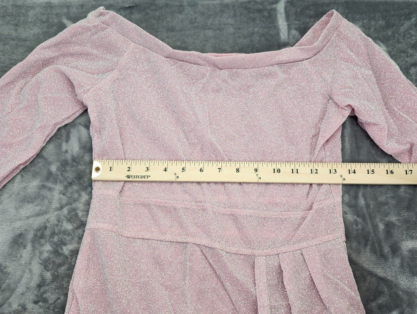 Women Pink Sheer Dress Asymmetrical Slit Medium