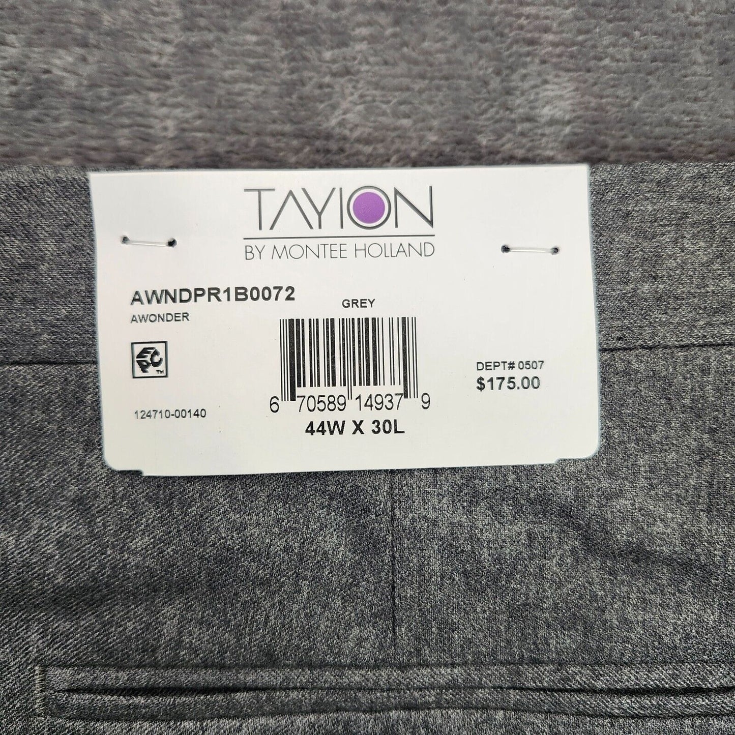Tayion By Montee Holland Mens Classic-Fit Wool-Blend Dress Pants 44W x 30L Grey