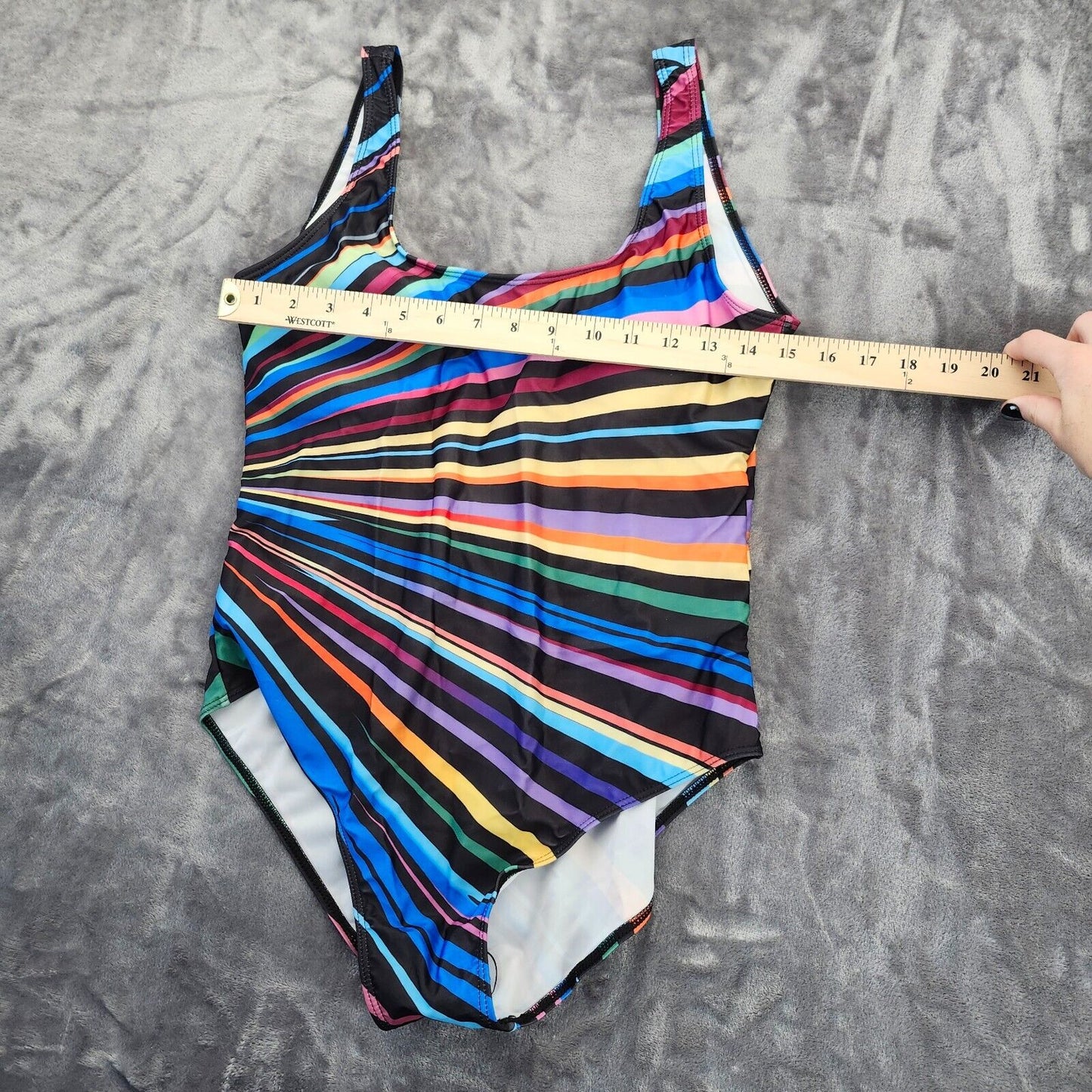 Plus Size One Piece Padded Swimsuit Womens Swimming Multicolor stripe 3XL