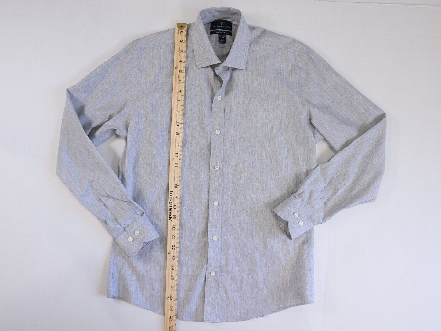Button Down Slim Fit Dress Shirt Gray 15.5 34