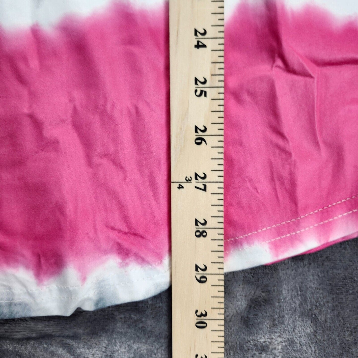 Women’s Crew Neck Short Sleeve Tie Dye Tee Shirts Pink Stripes Size 3XL